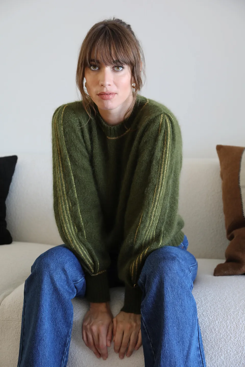 Annyblatt Alix pullover XS kaki oro mohair e seta