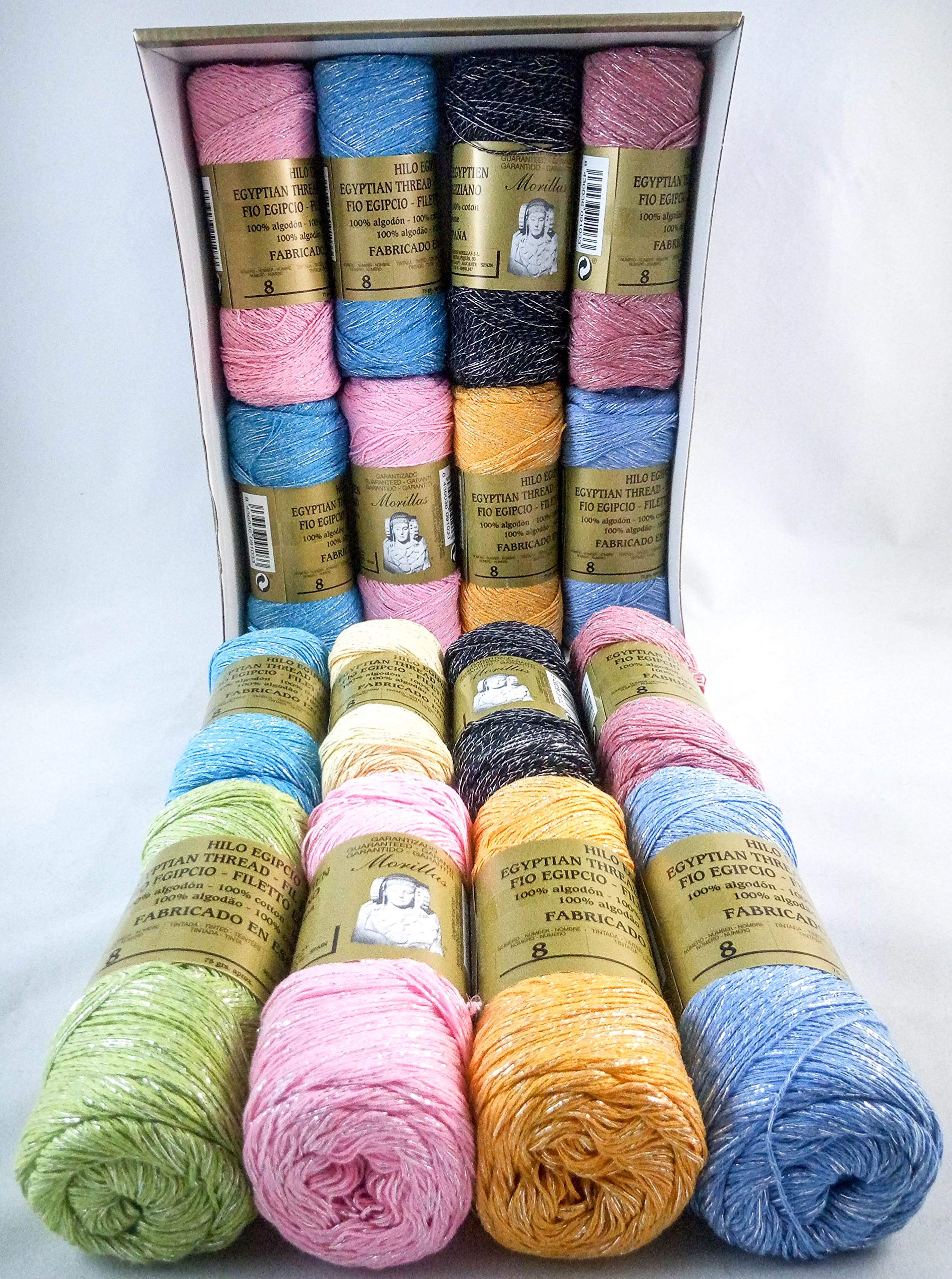 Morillas Zepelines Bombilla filato cotone 8 colori argento x16
