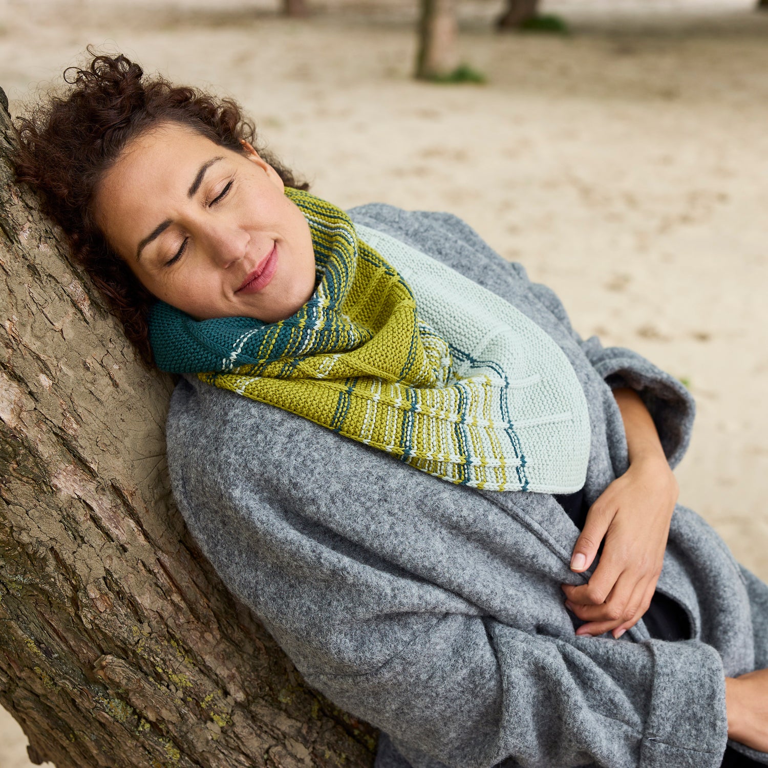 Rosy Green Wool Canto Schema Maglia Scaldacollo Sfumato