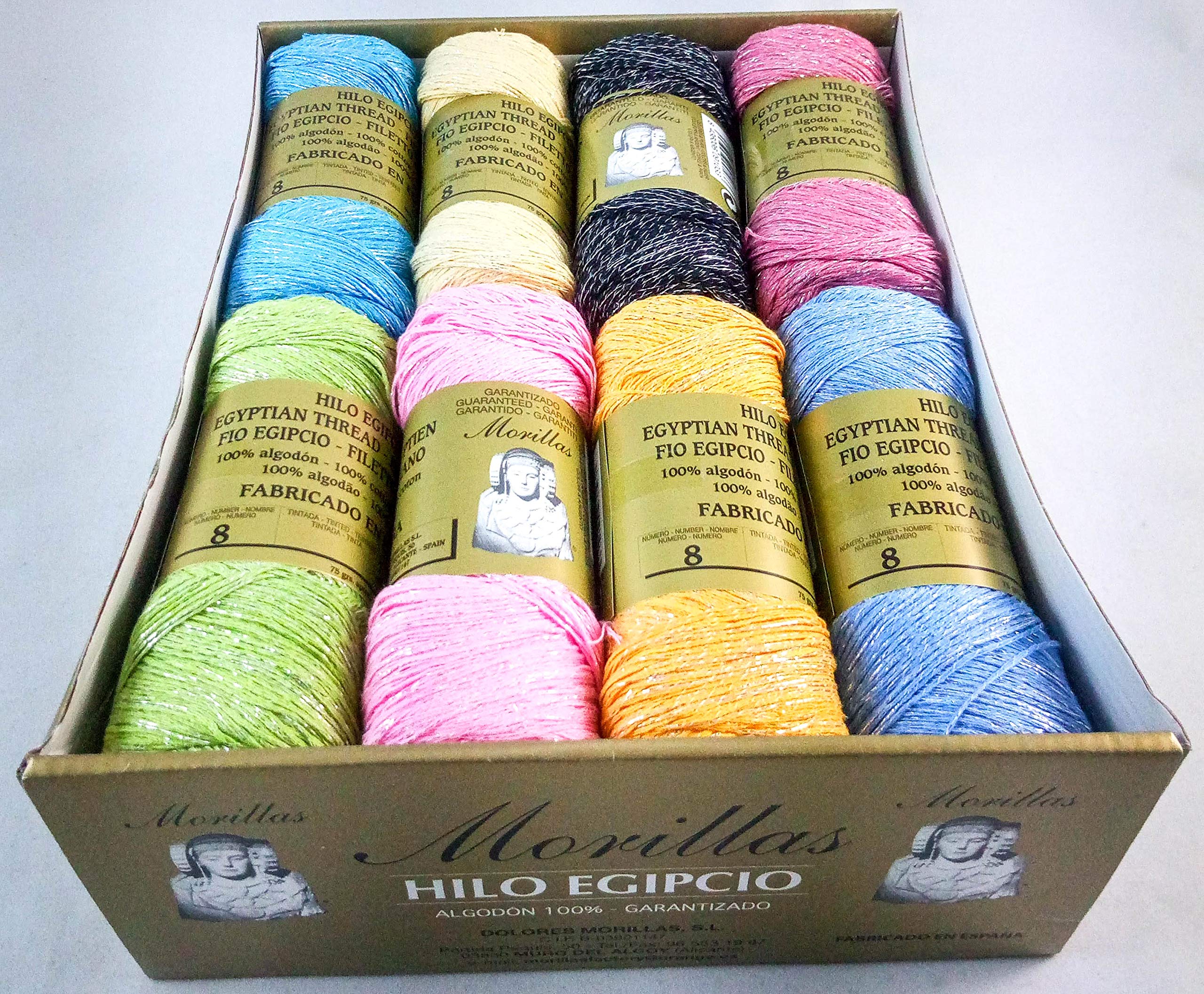 Morillas Zepelines Bombilla filato cotone 8 colori argento x16
