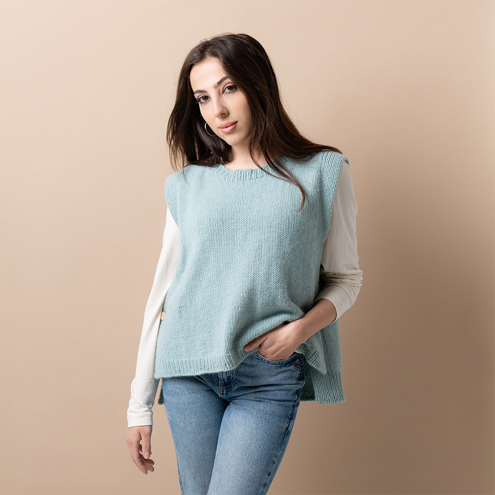 Pascuali Velvety Throw slipover schema gilet bottoni