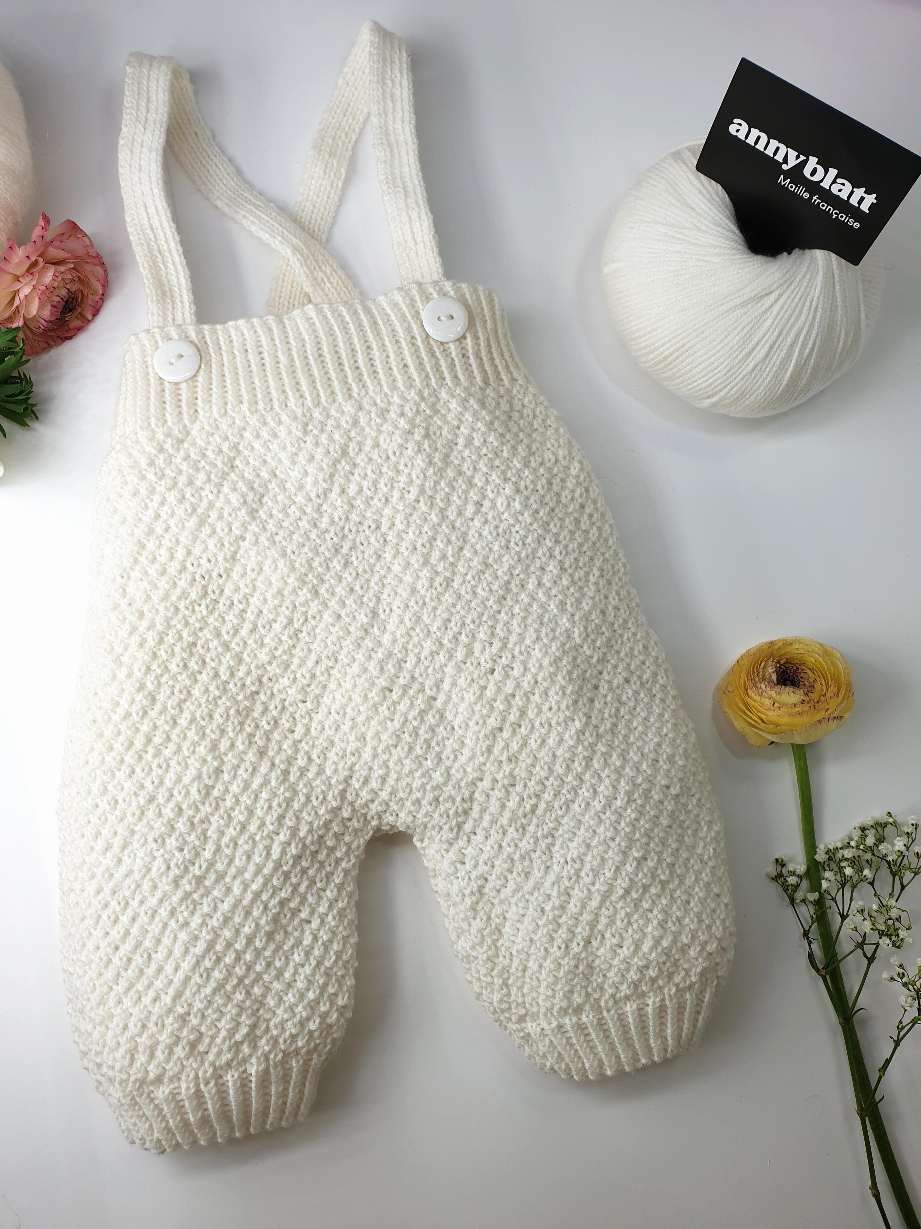 Annyblatt Aloes pantaloni neonato kit lana Bianco T1