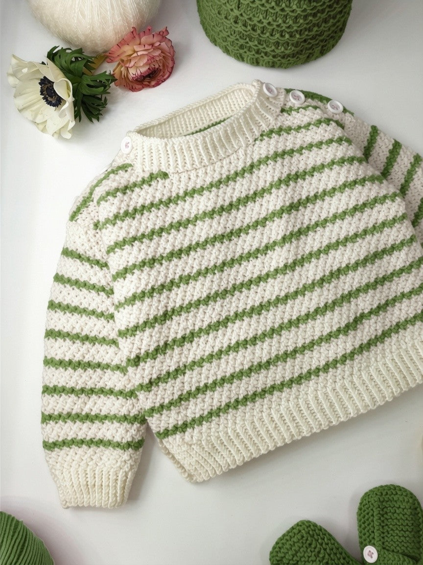 Annyblatt Jacinthe kit maglia neonato merinos bianco verde taglia 2
