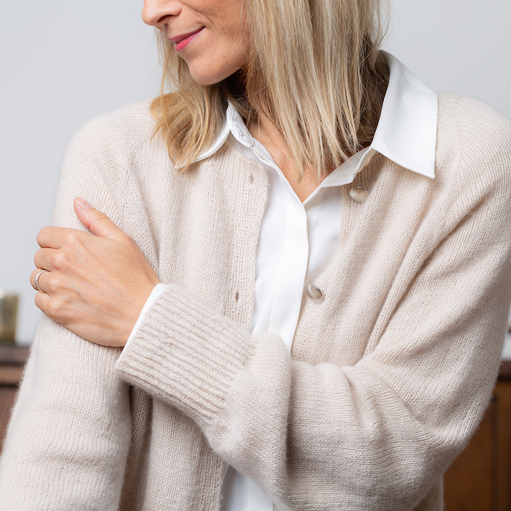 Pascuali Velvet Line Cardigan schema maglia cashmere top-down