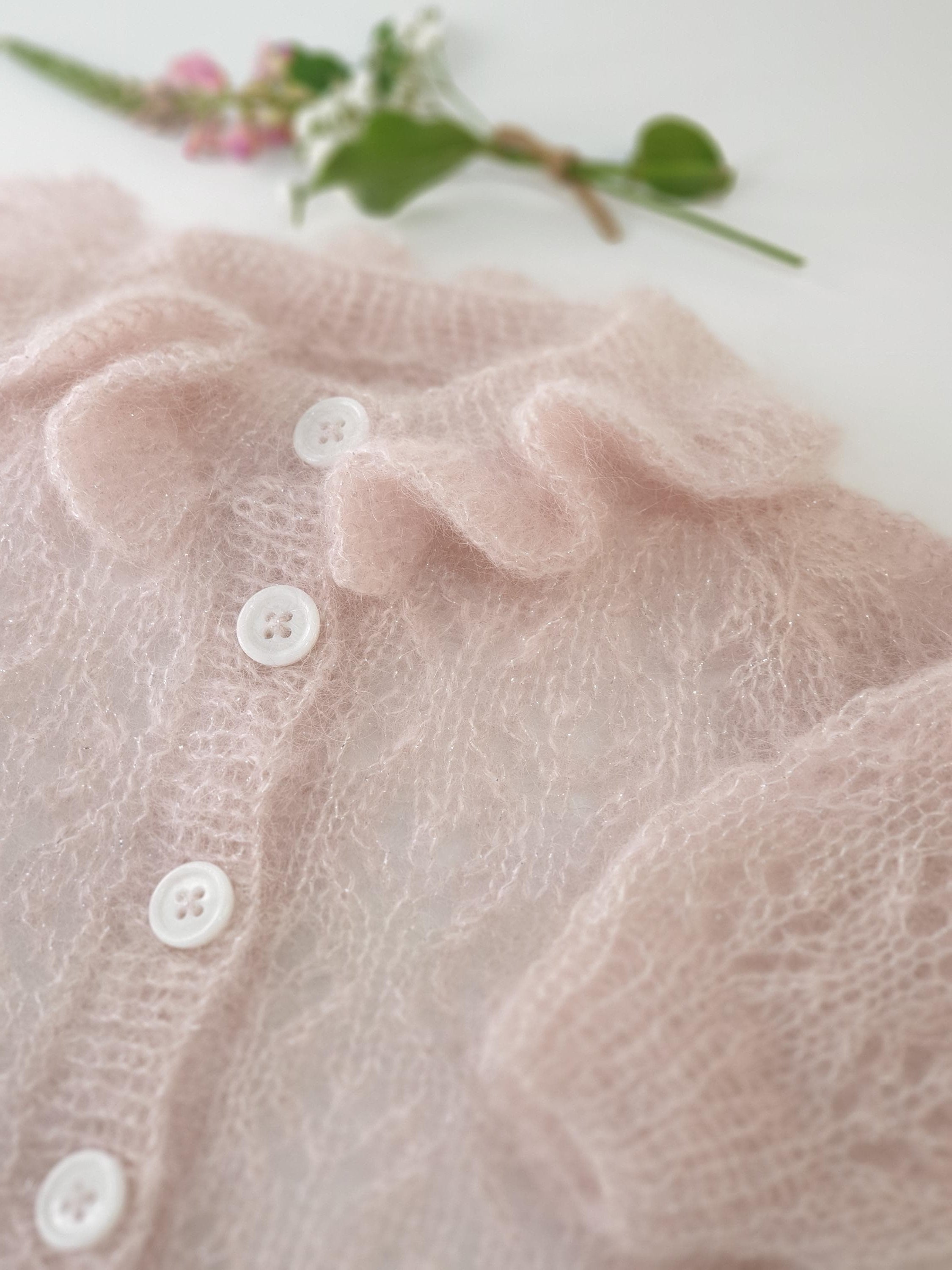 Anny Blatt cardigan kit maglia bimba mohair castagna