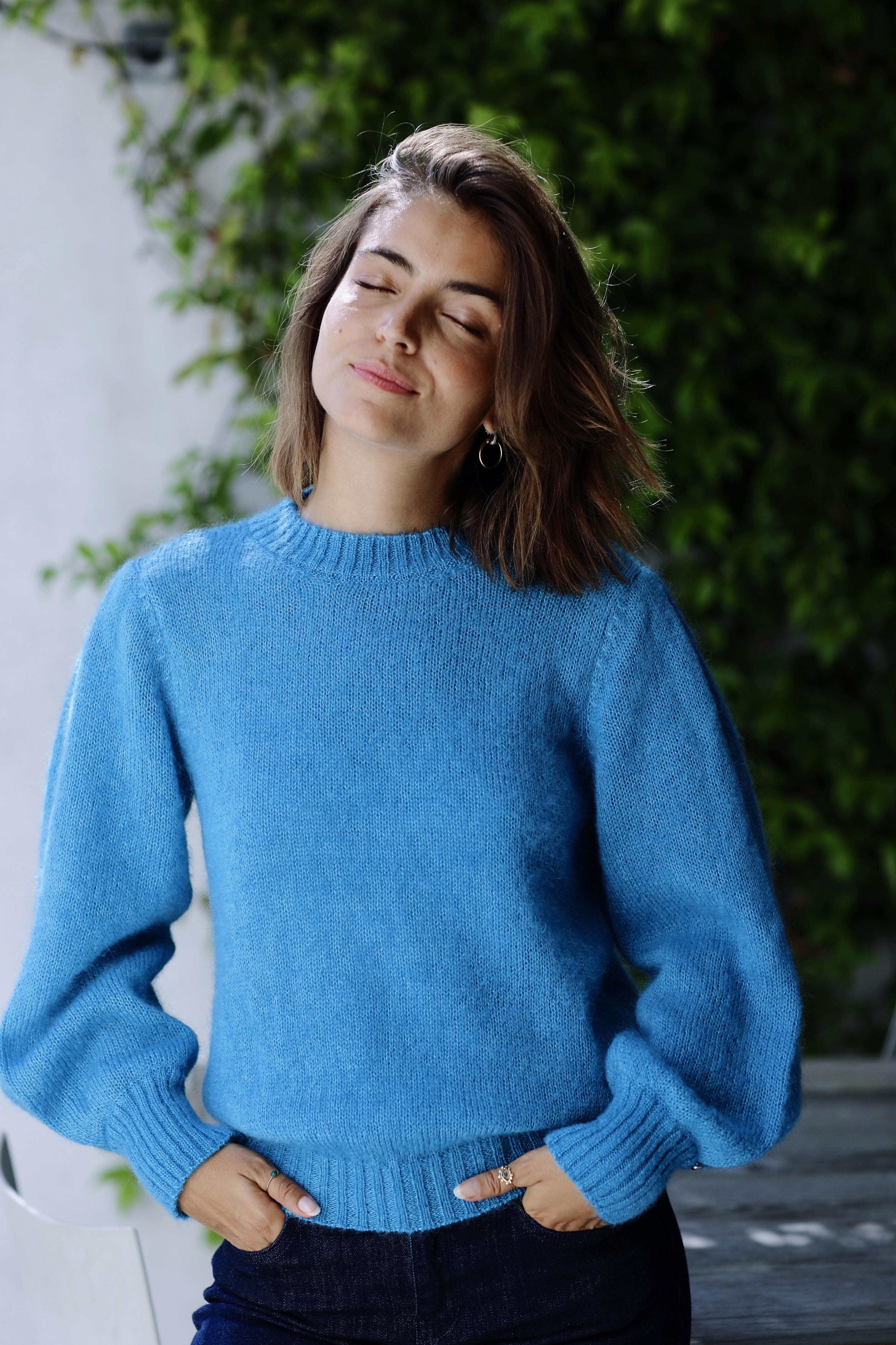 Anny Blatt Alix maglione mohair blu geai