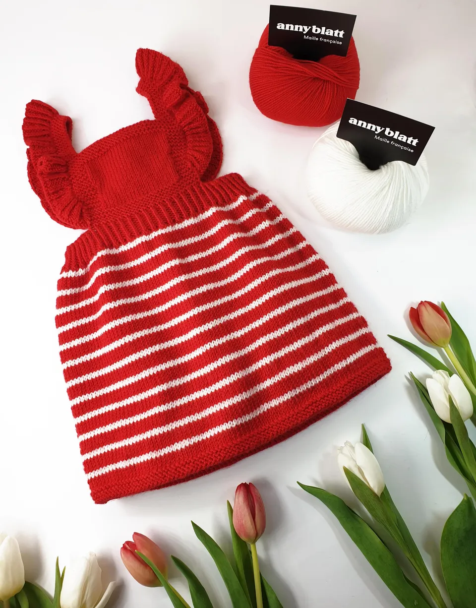 Anny Blatt Marie Claire vestito neonata rosso taglia 1 merino