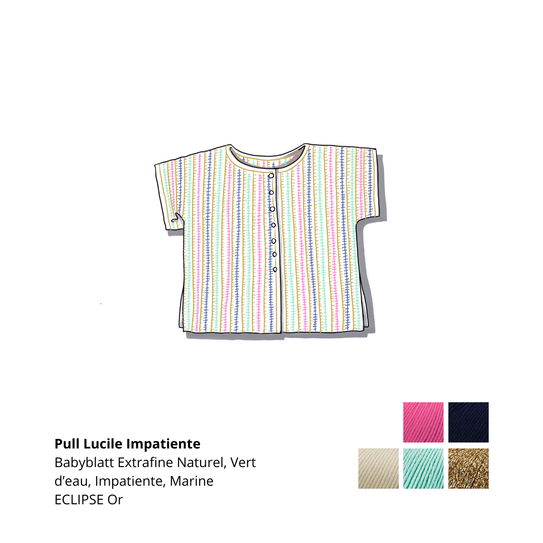 Anny Blatt Lucile kit gilet uncinetto merino Fraise M
