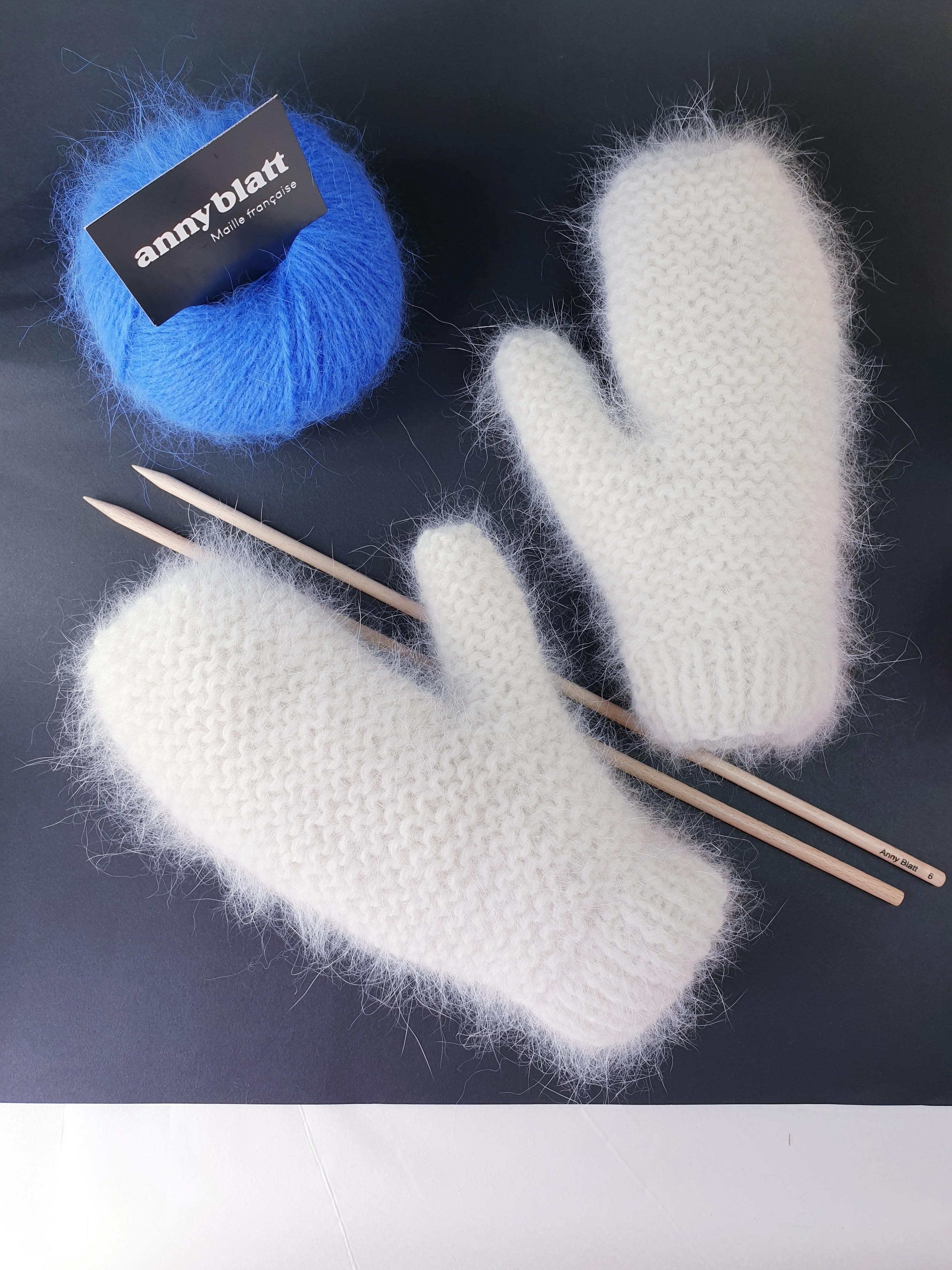 Annyblatt Angora Megève moffole kit maglia Naturale angora