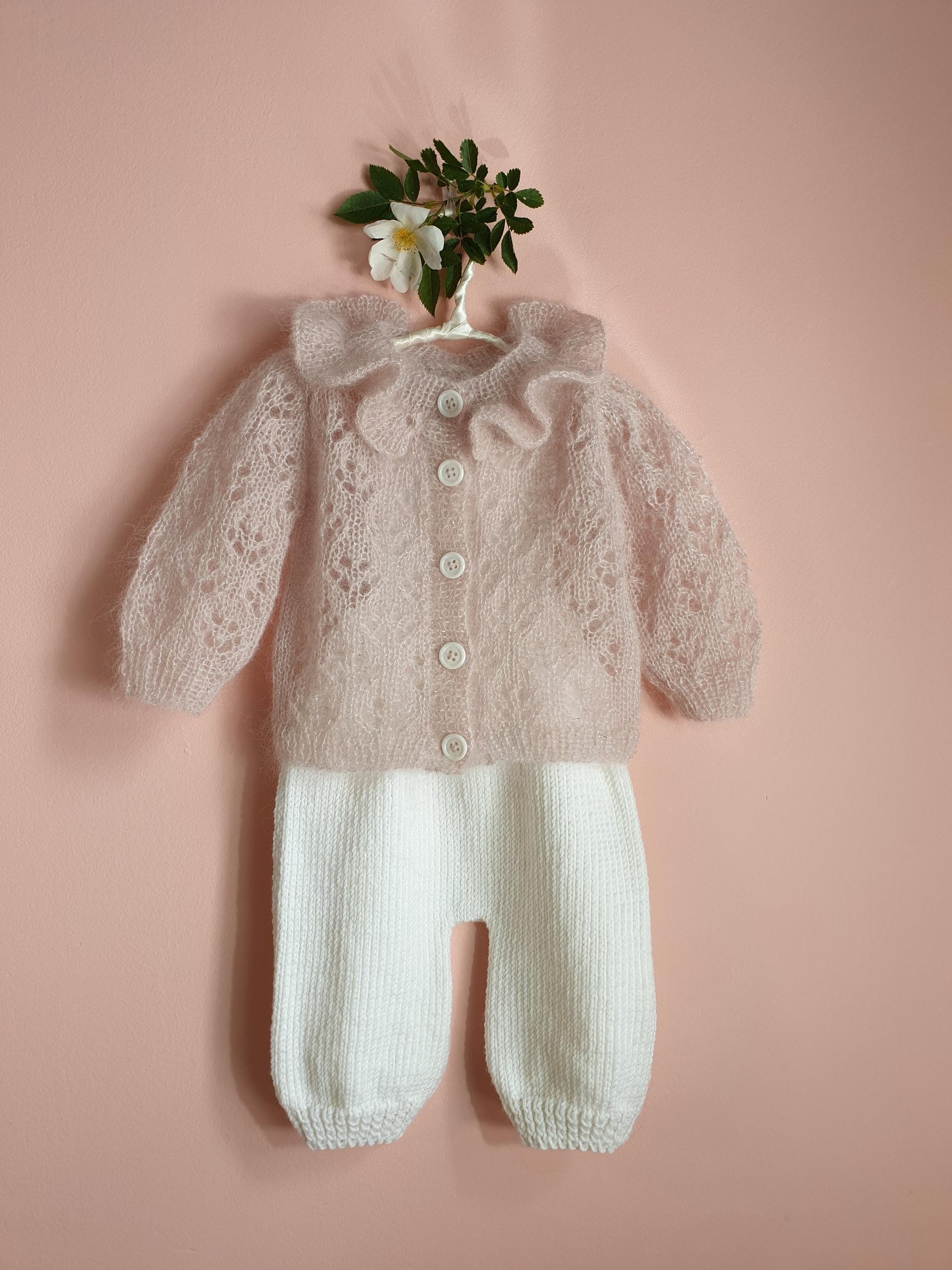 Anny Blatt cardigan kit maglia bimba mohair castagna