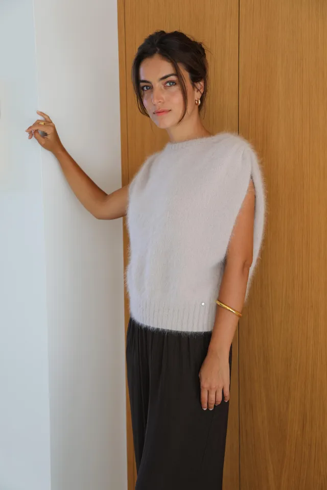 Anny Blatt Pearl Dune gilet smanicato angora francese