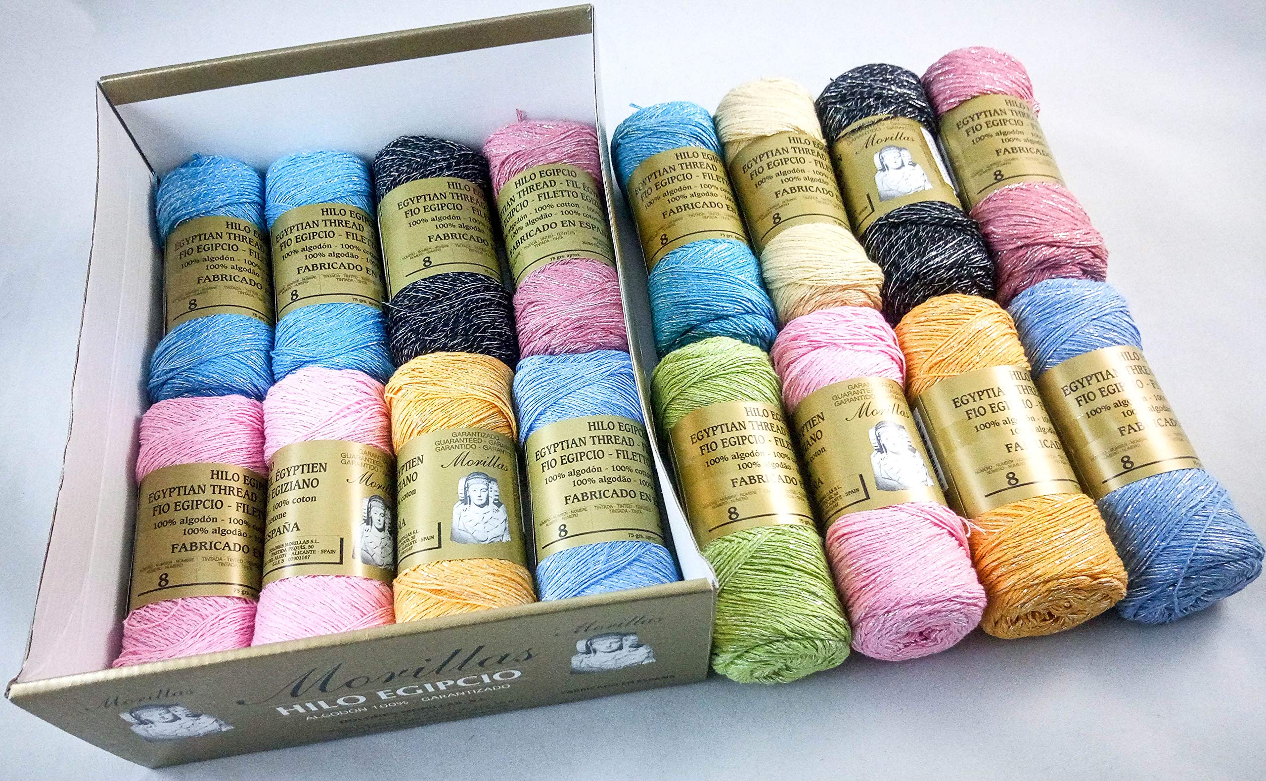 Morillas Zepelines Bombilla filato cotone 8 colori argento x16