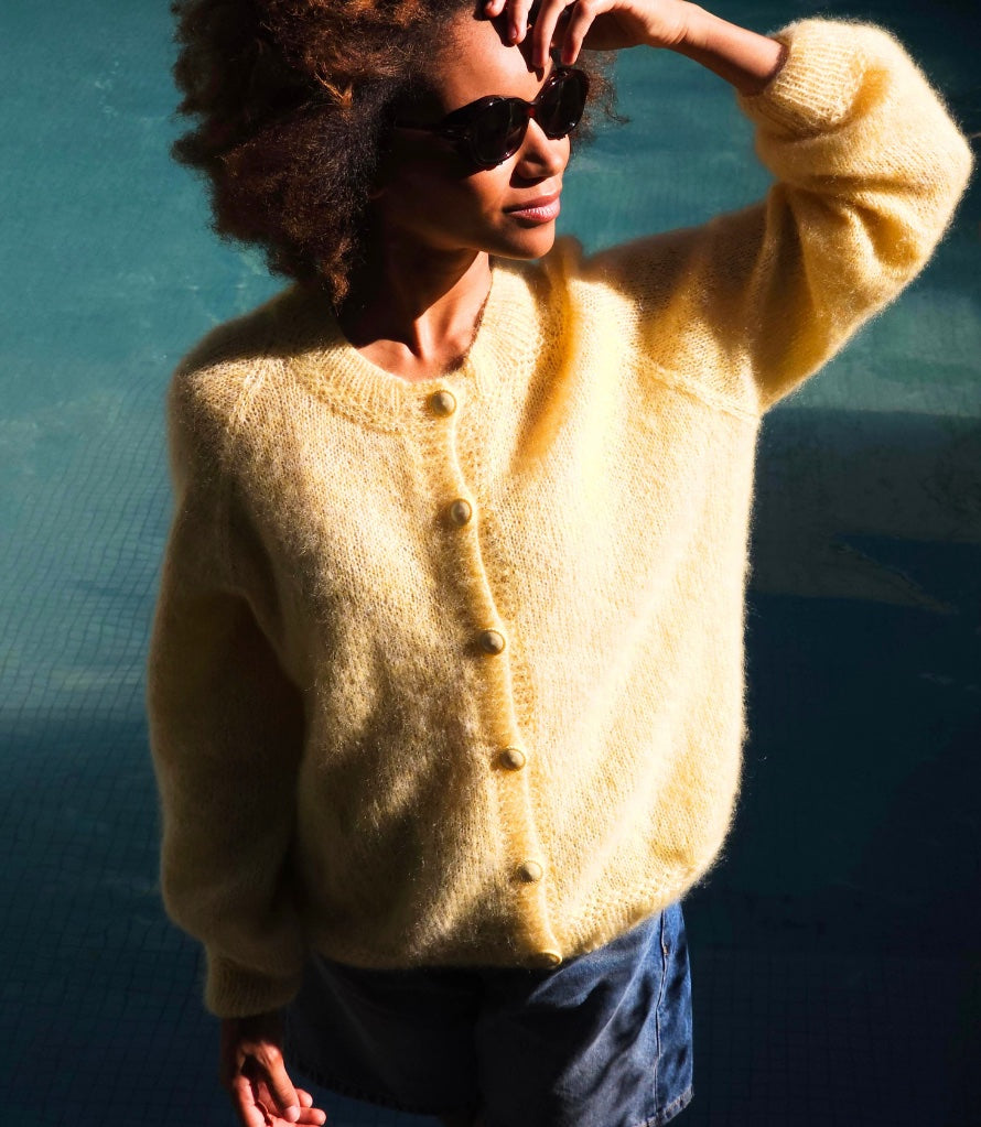 Annyblatt Berenice kit cardigan giallo mohair seta