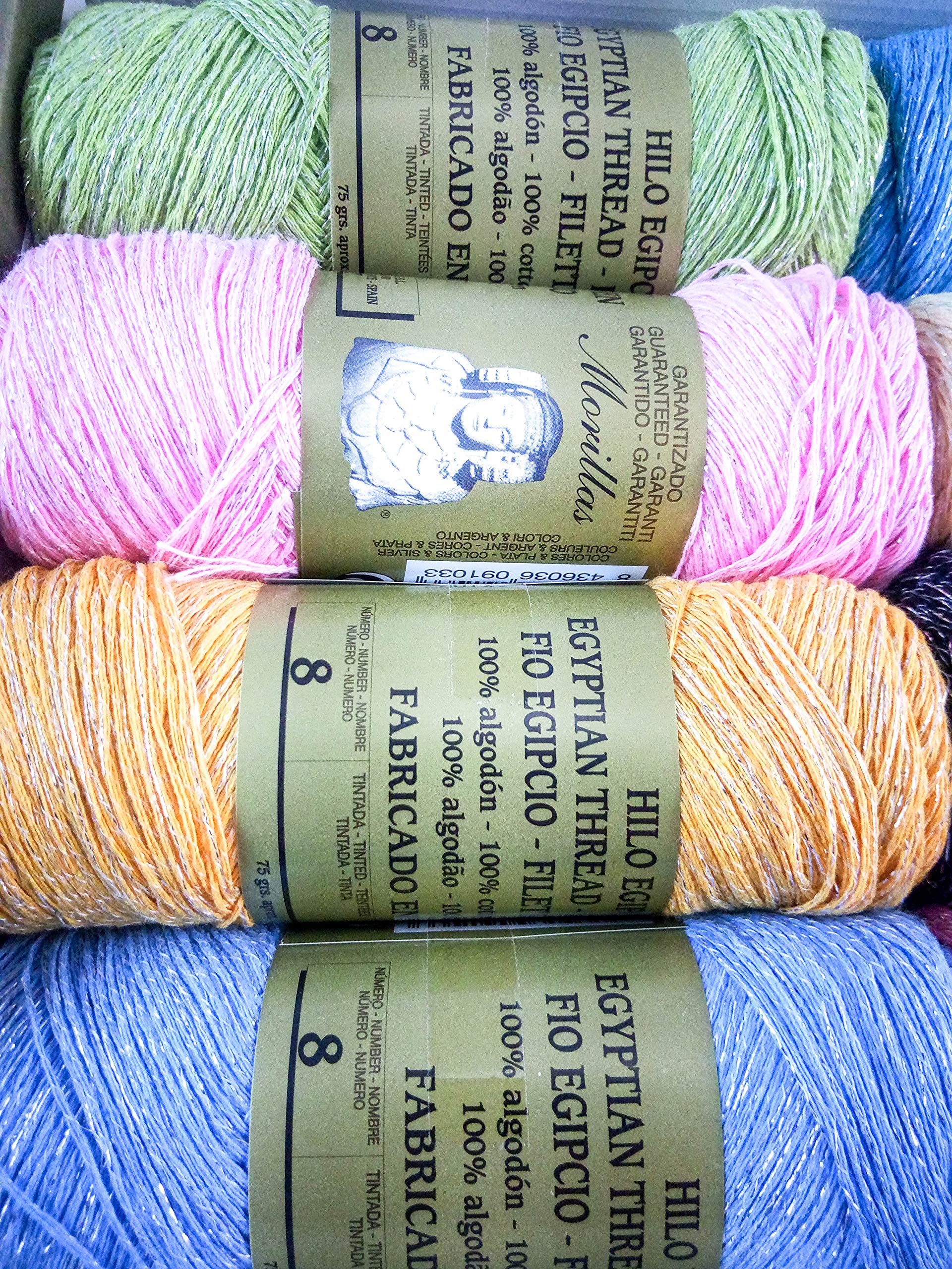 Morillas Zepelines Bombilla filato cotone 8 colori argento x16