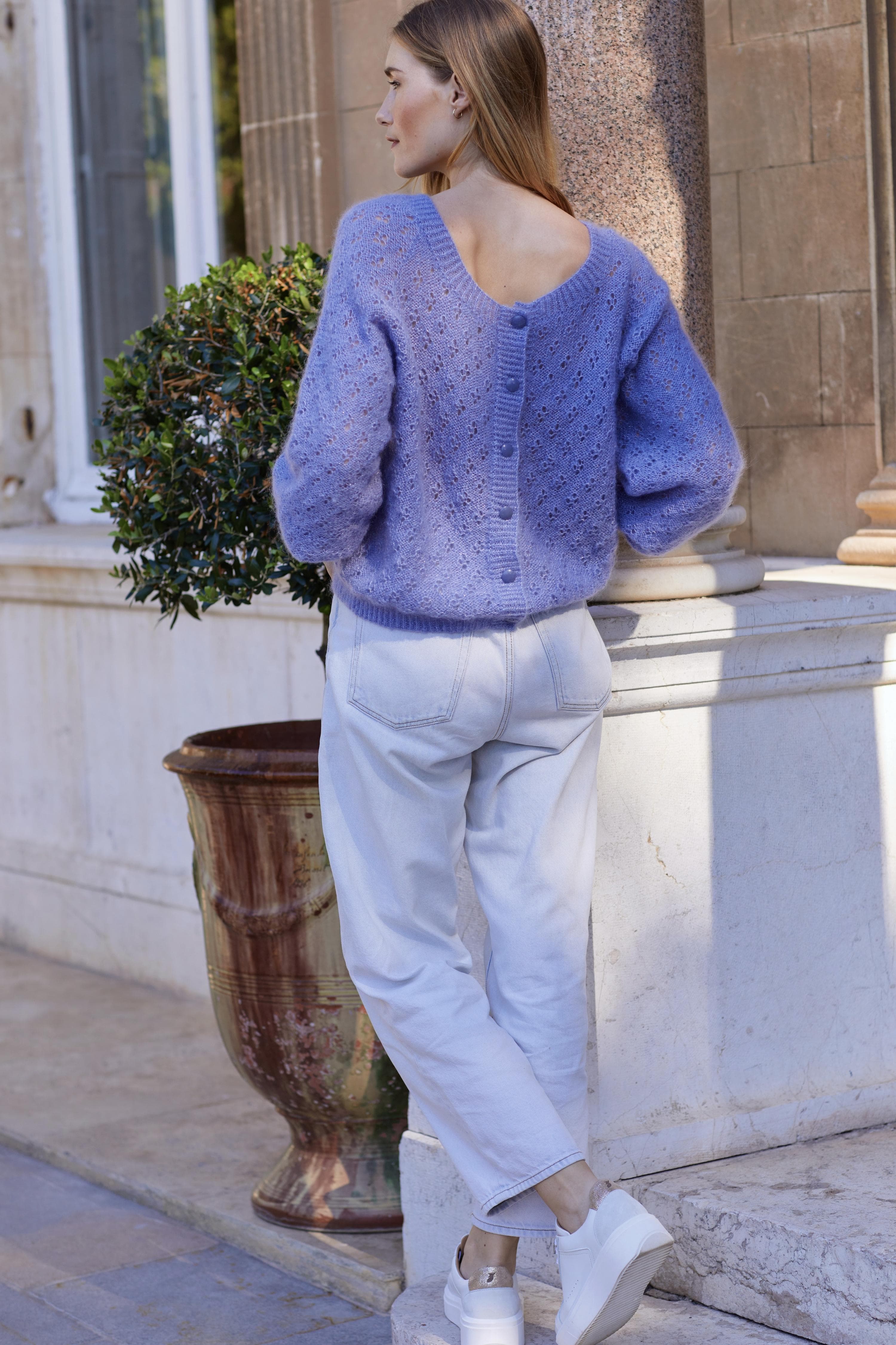 Annyblatt Shelby gilet donna traforato mohair