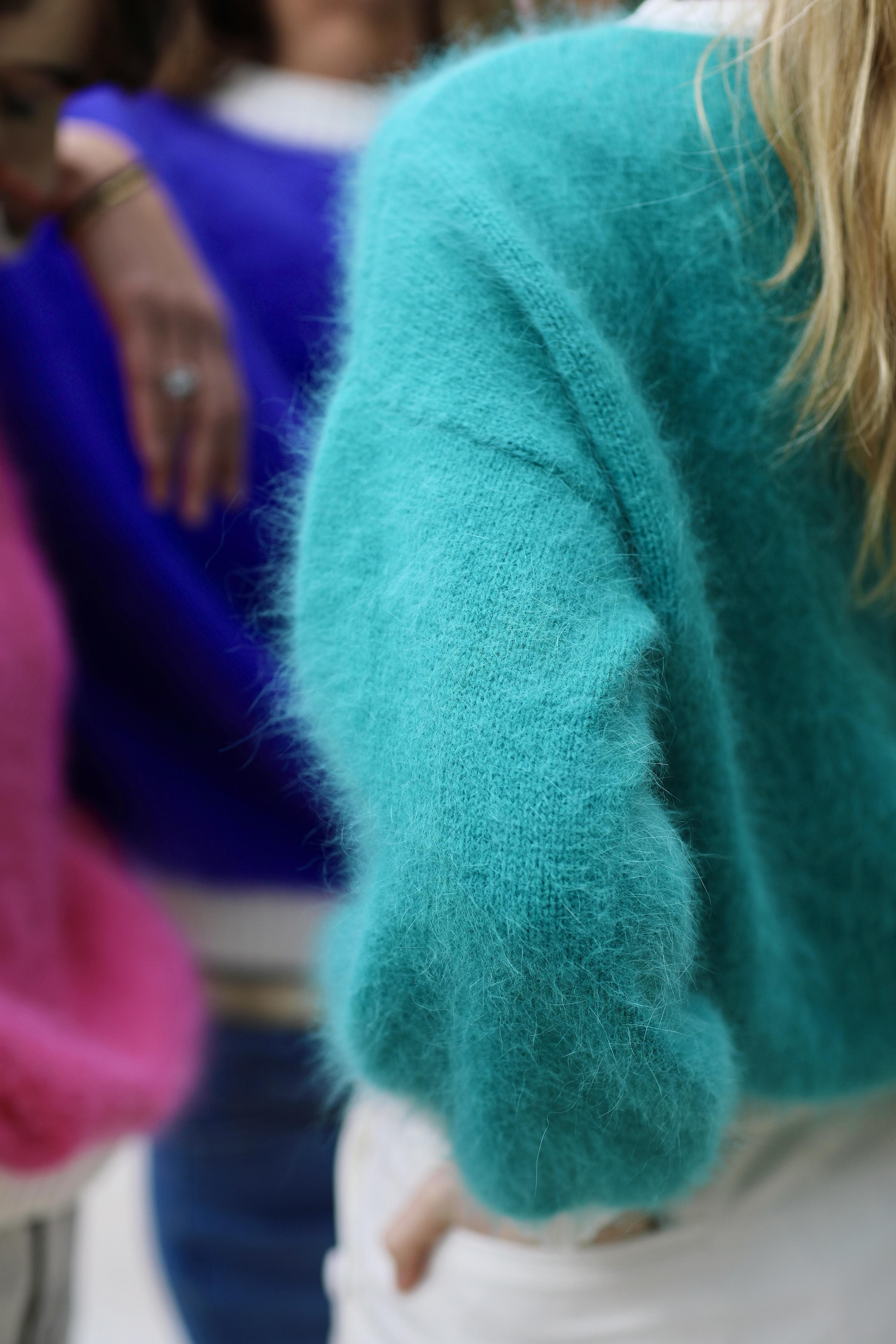 Anny Blatt Mila maglione angora menta collo rotondo