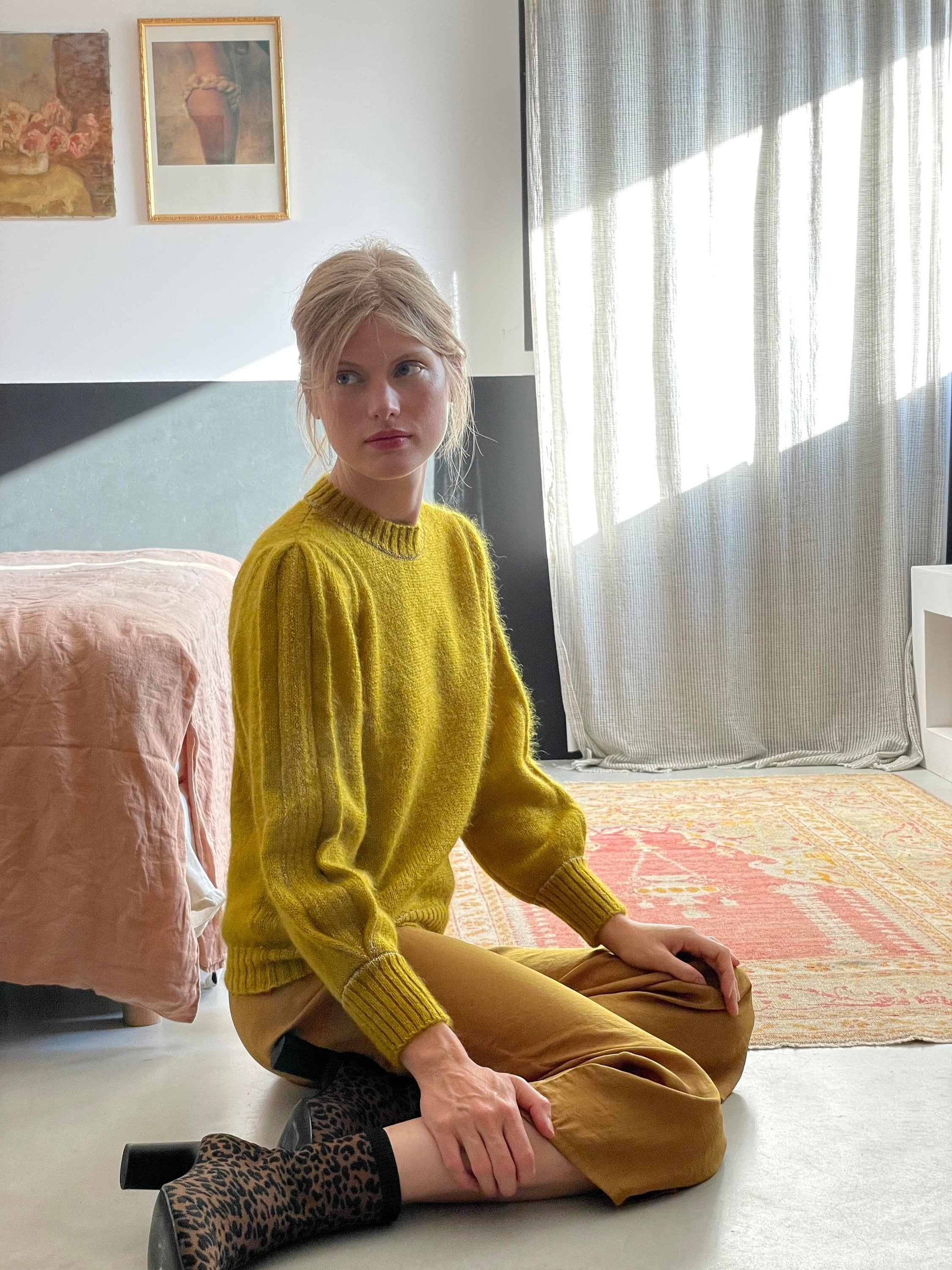 Anny Blatt Alix maglione mohair seta con filo oro