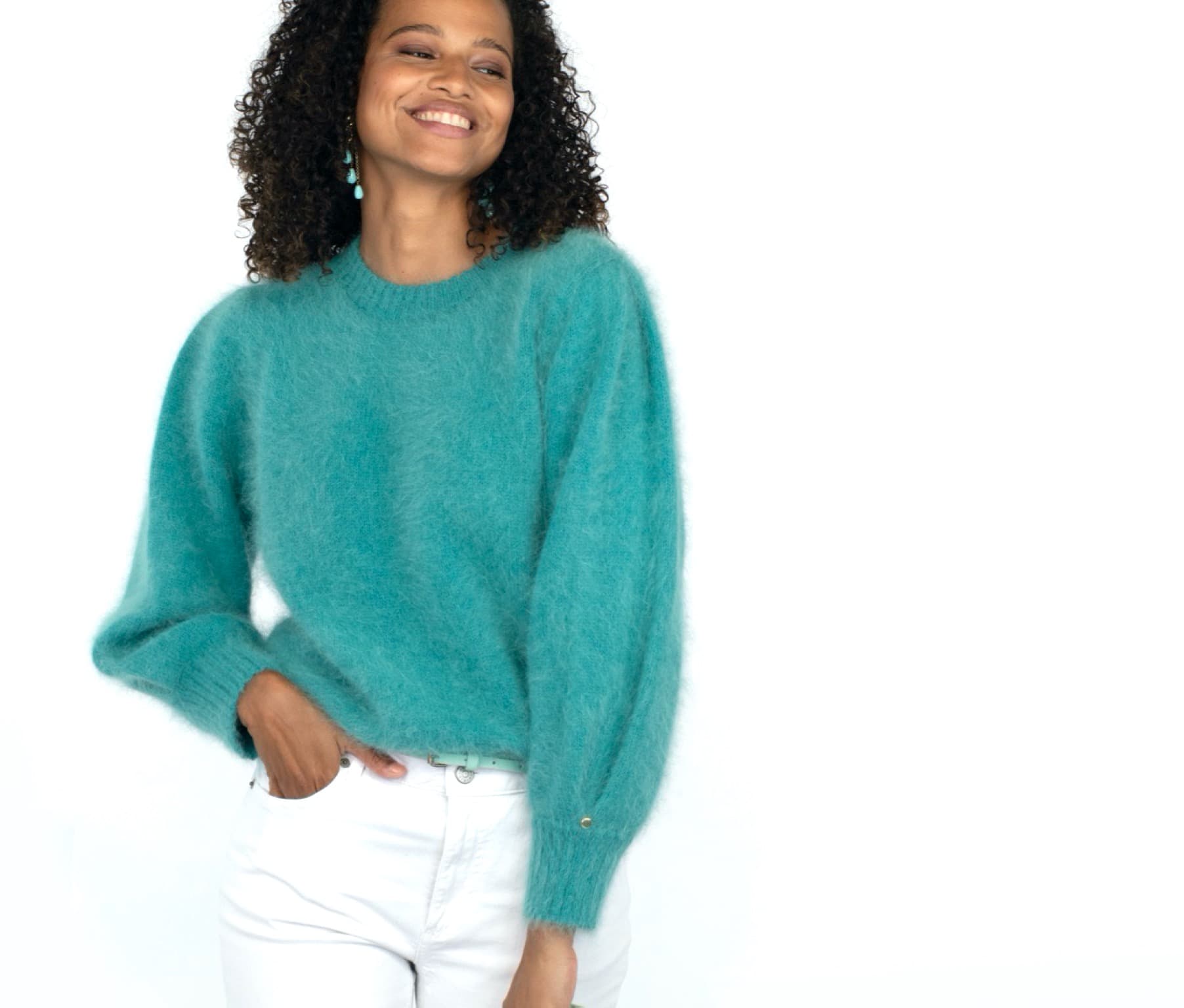 Anny Blatt Alix maglione angora menta