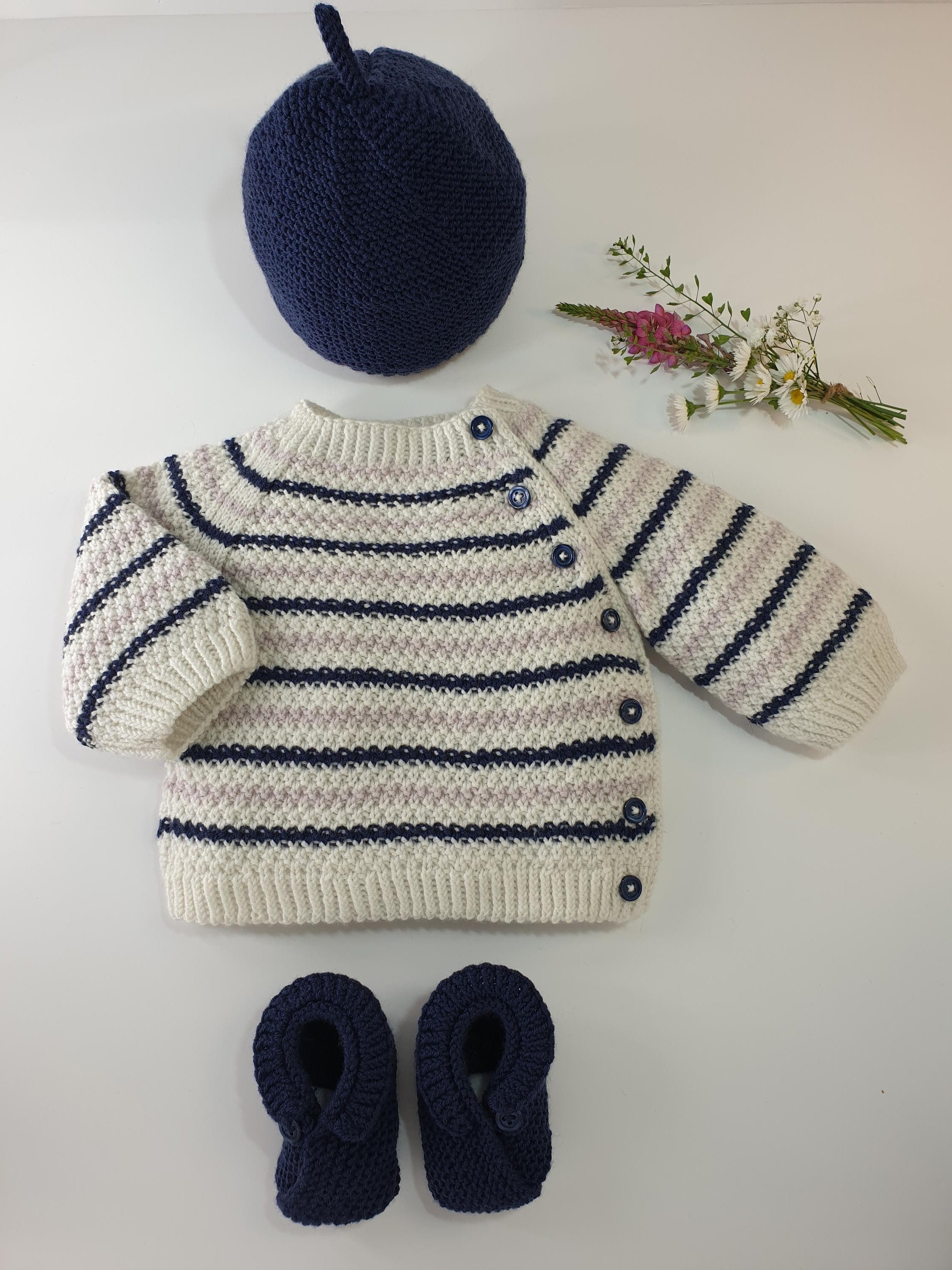 Anny Blatt Baby Peuplier kit maglioncino merino bianco taglia 1