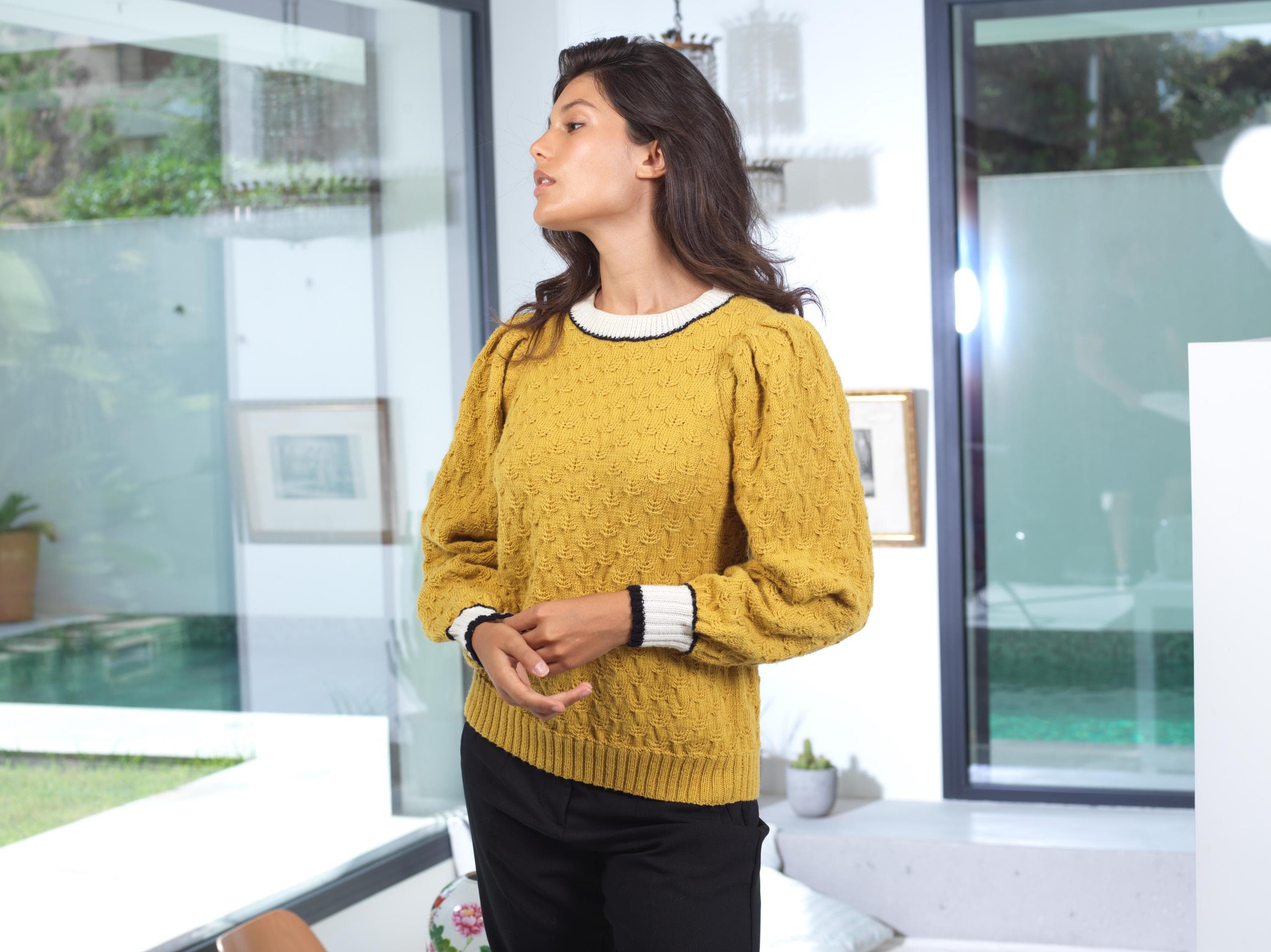 Anny Blatt Carla maglione ai ferri kit maglia merino