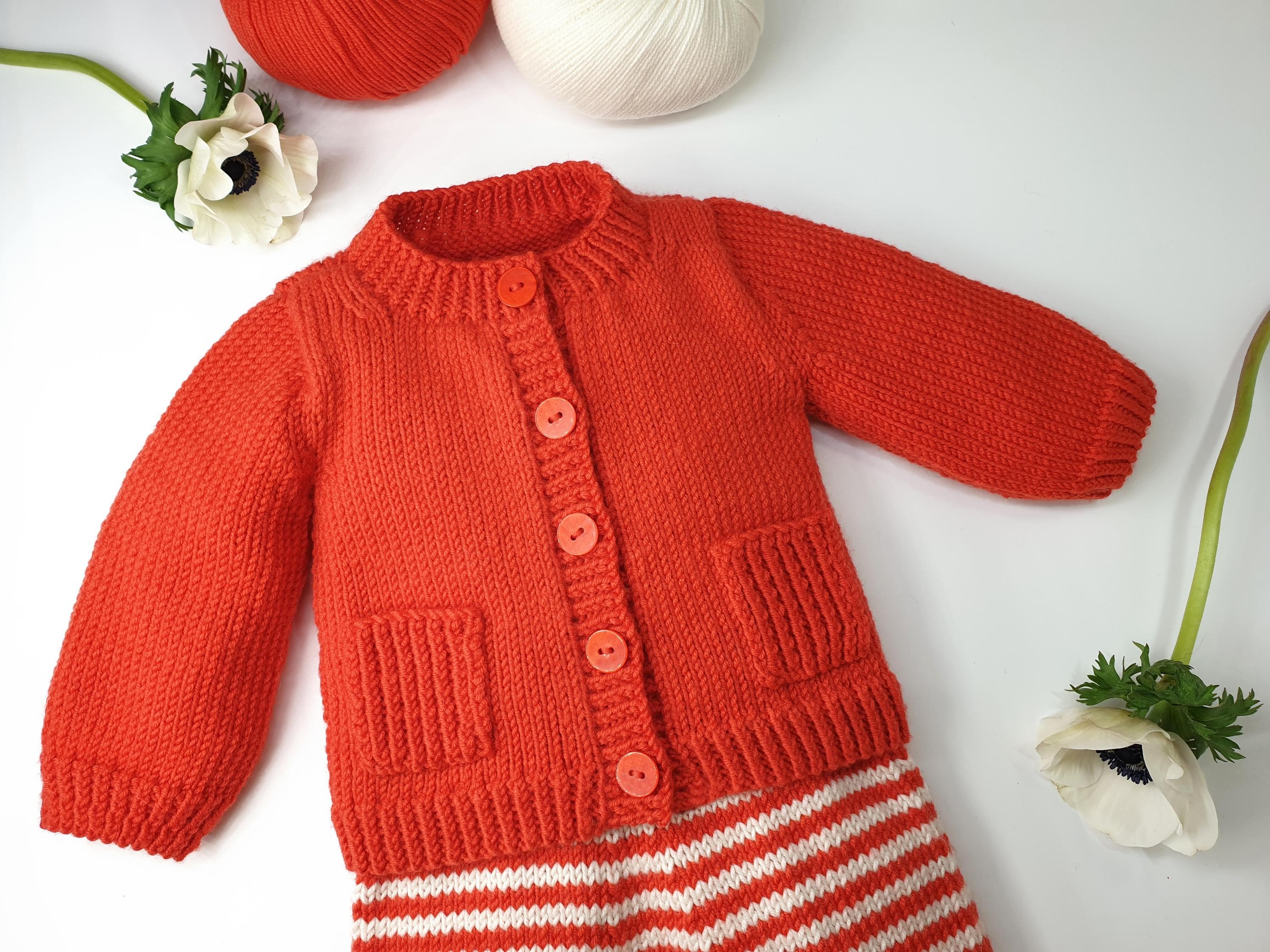 Anny Blatt Kaki cardigan neonato merinos rosso
