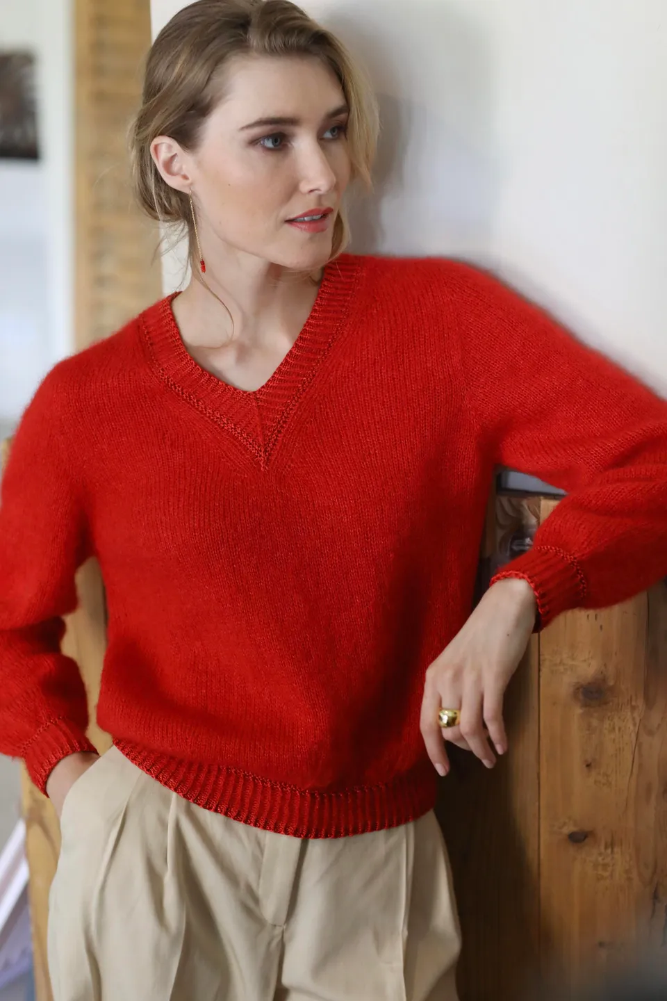 Annyblatt Albane pull donna scollo V mohair