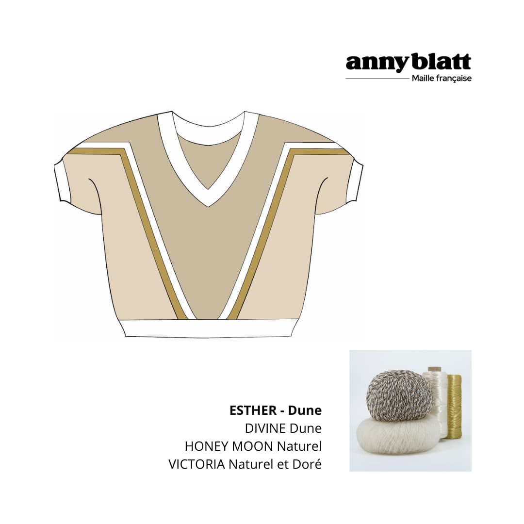 Anny Blatt Esther pull kit maglia scollo a V mohair Blu Madone