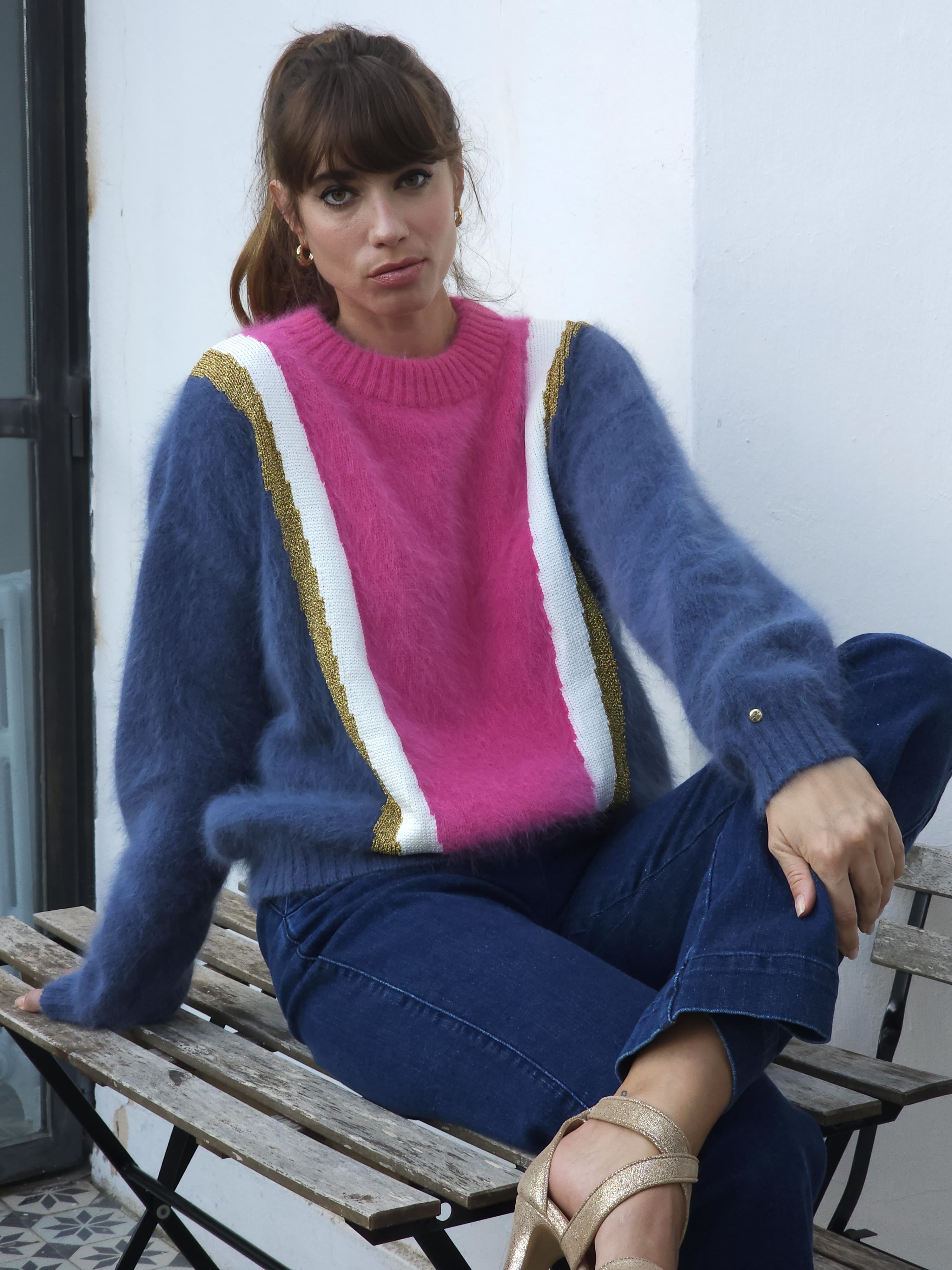 Anny Blatt Serena maglione grigio sorbet angora