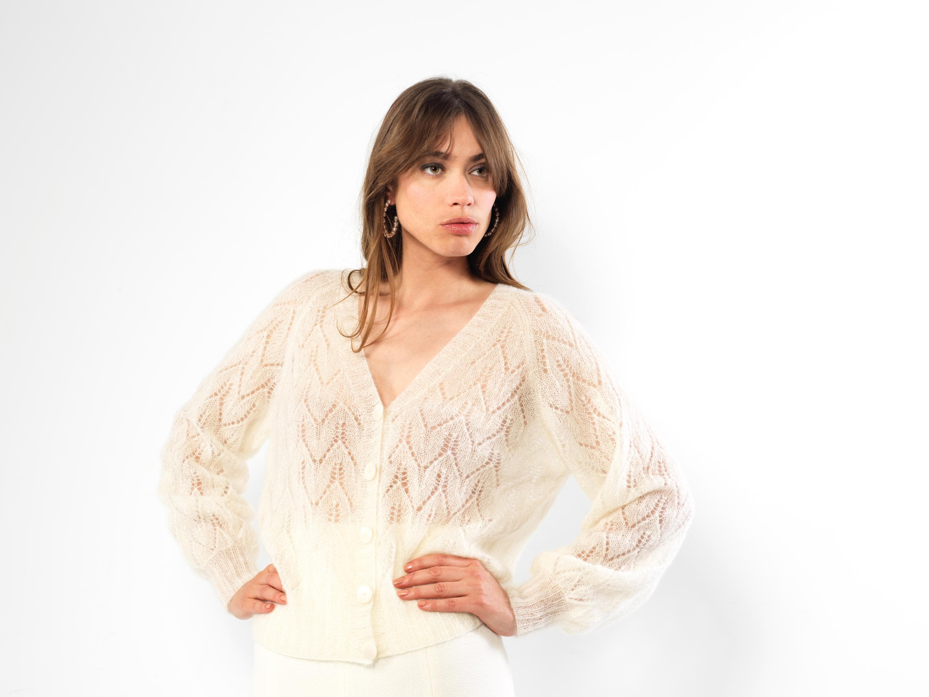 Annyblatt Maya gilet traforato kit mohair Naturale S