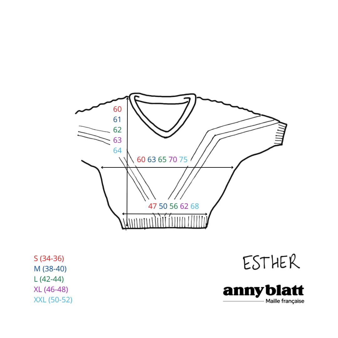 Anny Blatt Esther pull kit maglia scollo a V mohair Blu Madone