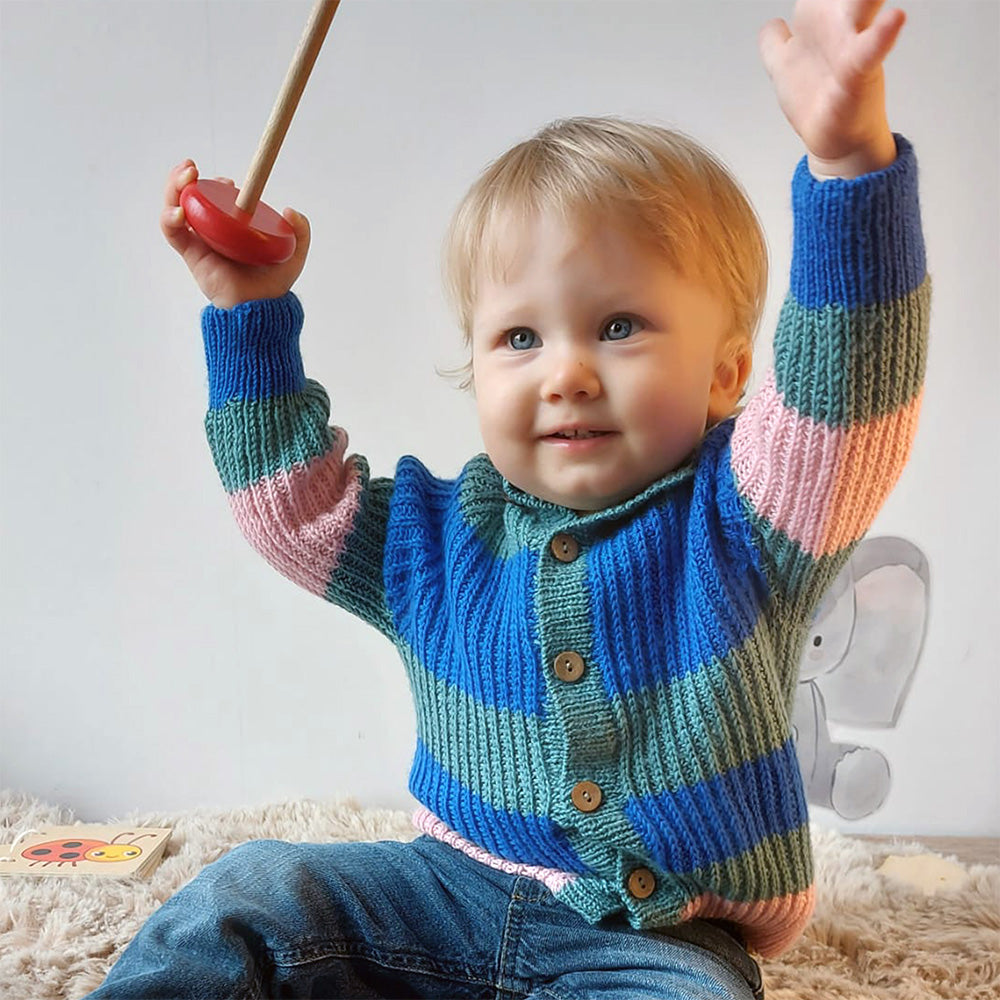 Pascuali Jesina Baby Cardigan schema maglia bimbi color blocks