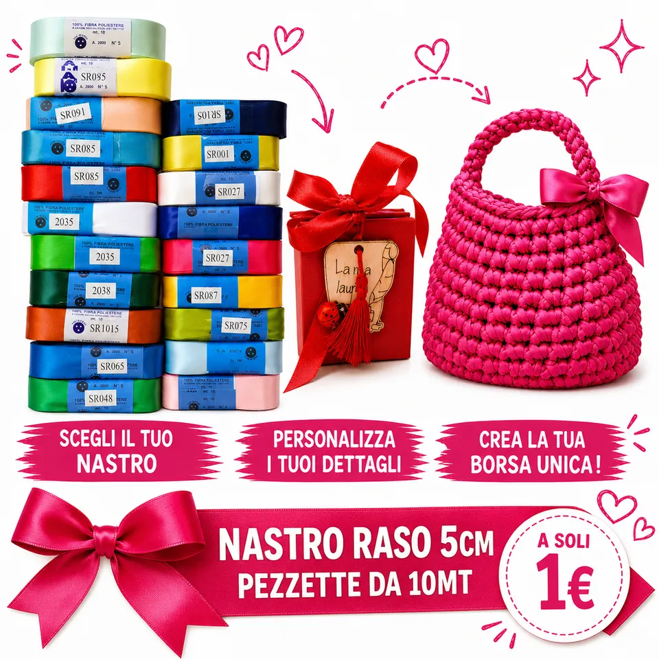 Tre Sfere nastro raso 5 cm pezza 10 m per borse