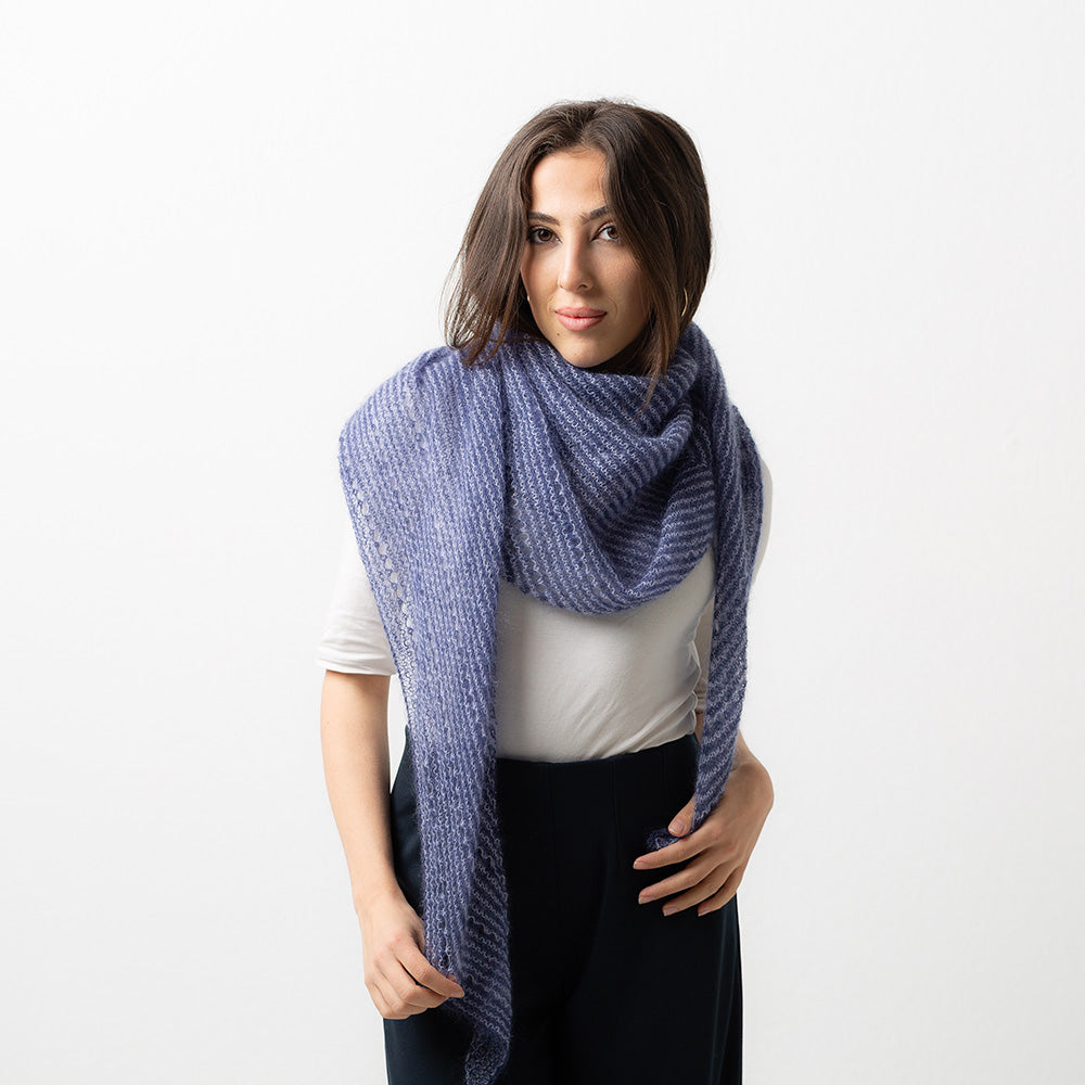 Pascuali Striped Feather schema maglia scialle mohair