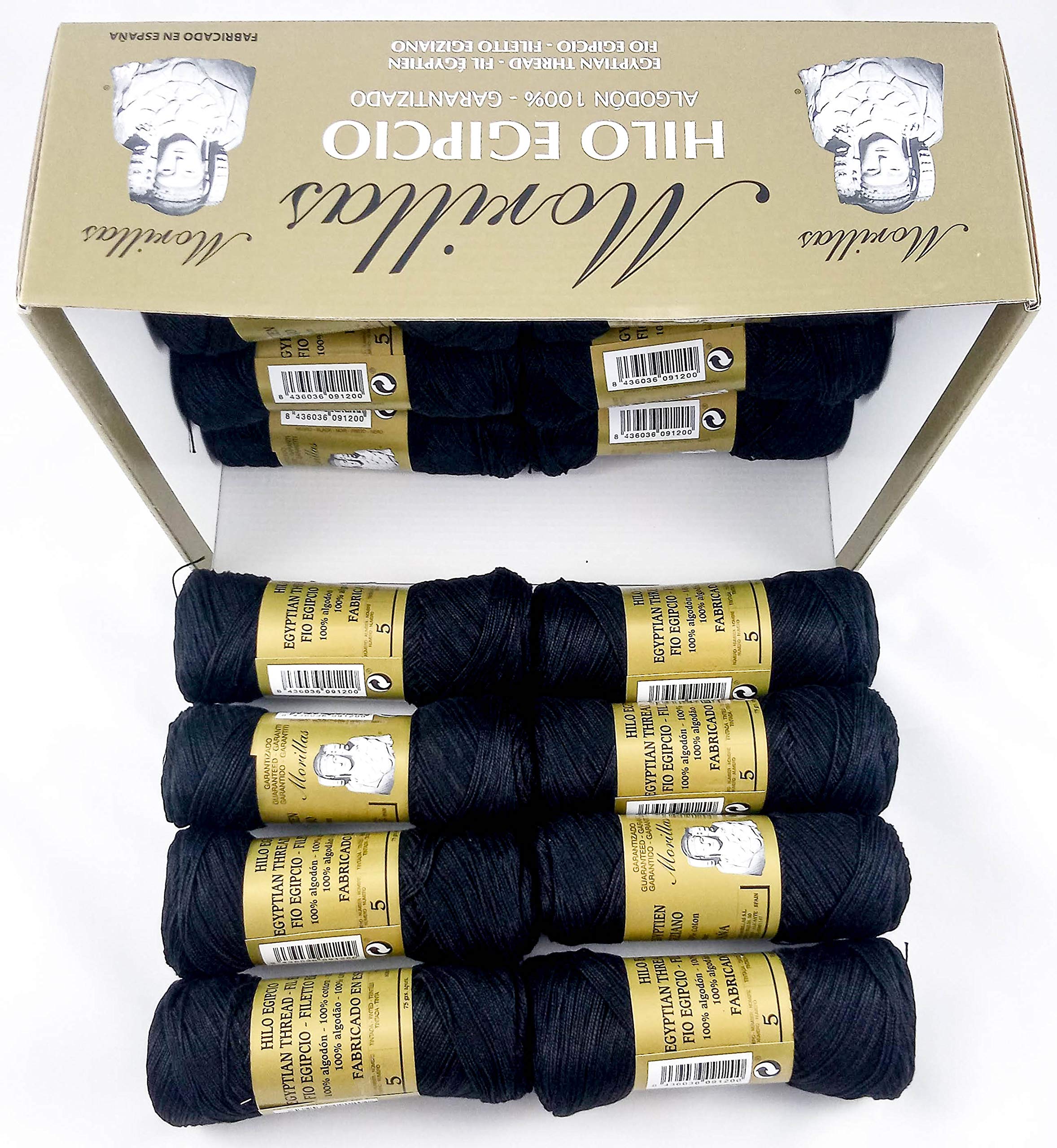 Morillas Zepelines Ne 5/2 cotone perlato nero 16pz
