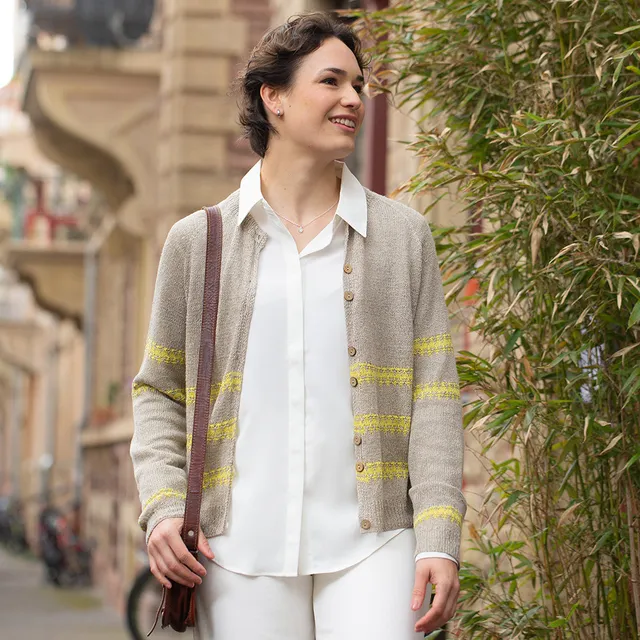 Pascuali Sunline Cardigan schema maglia lino top-down