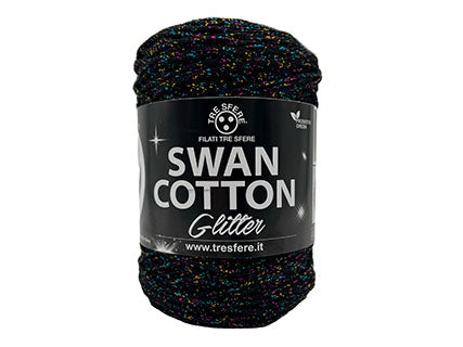 Il Filo di Arianna Swan Cotton Glitter cordino nero 01 250 g
