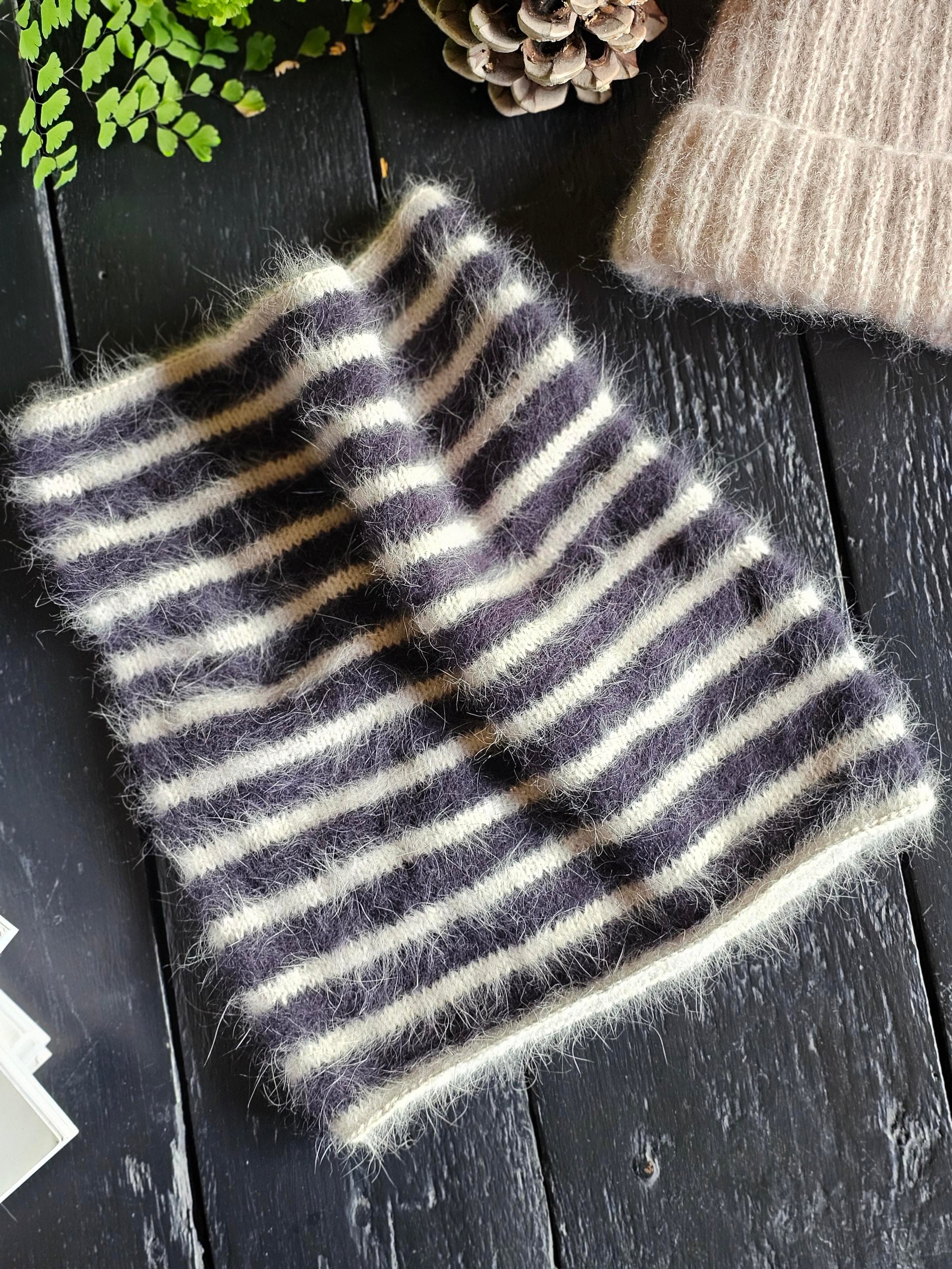 Annyblatt Montana kit scaldacollo angora nero e dune