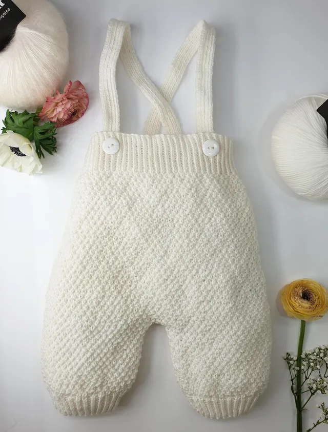 Annyblatt Aloes pantaloni neonato kit lana Bianco T1