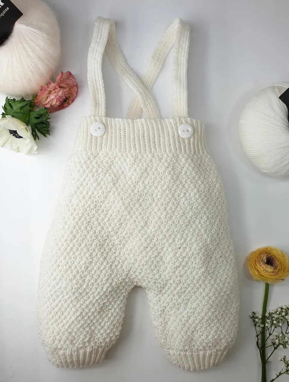 Annyblatt Aloes pantaloni neonato kit lana Bianco T1