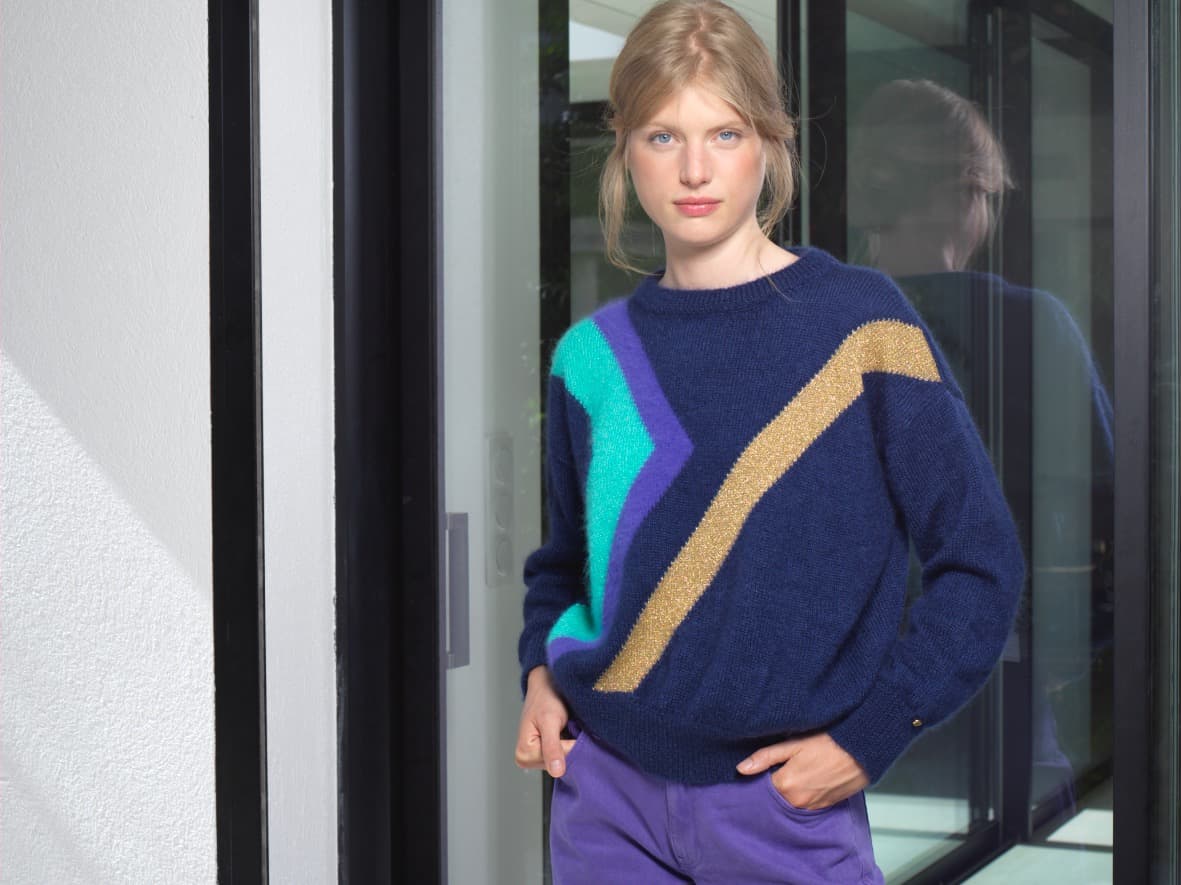 Anny Blatt Inès pull mohair blu tahiti S