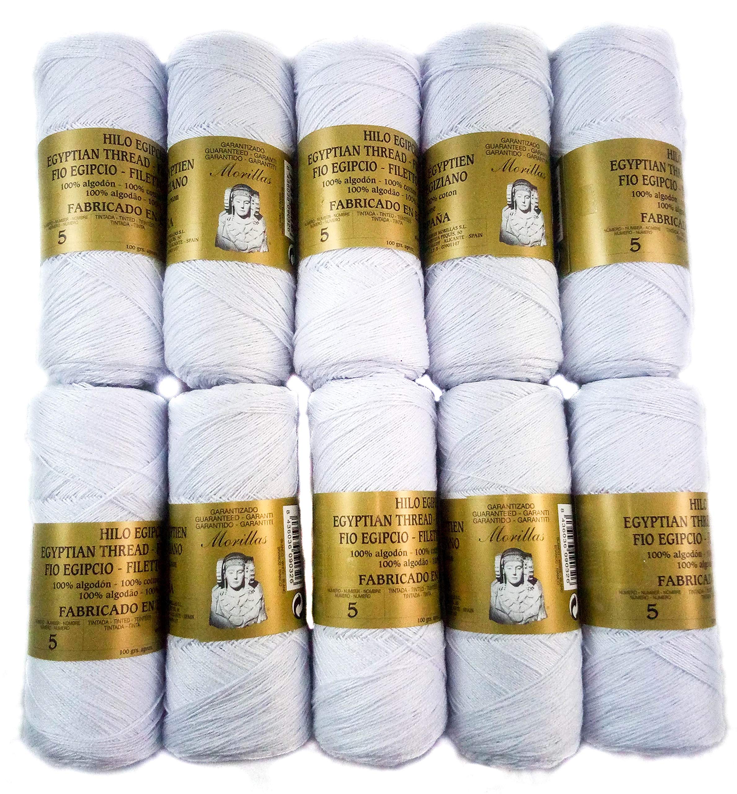 Morillas Zepelines Ne 5/2 filato cotone bianco punto blu 10 pezzi