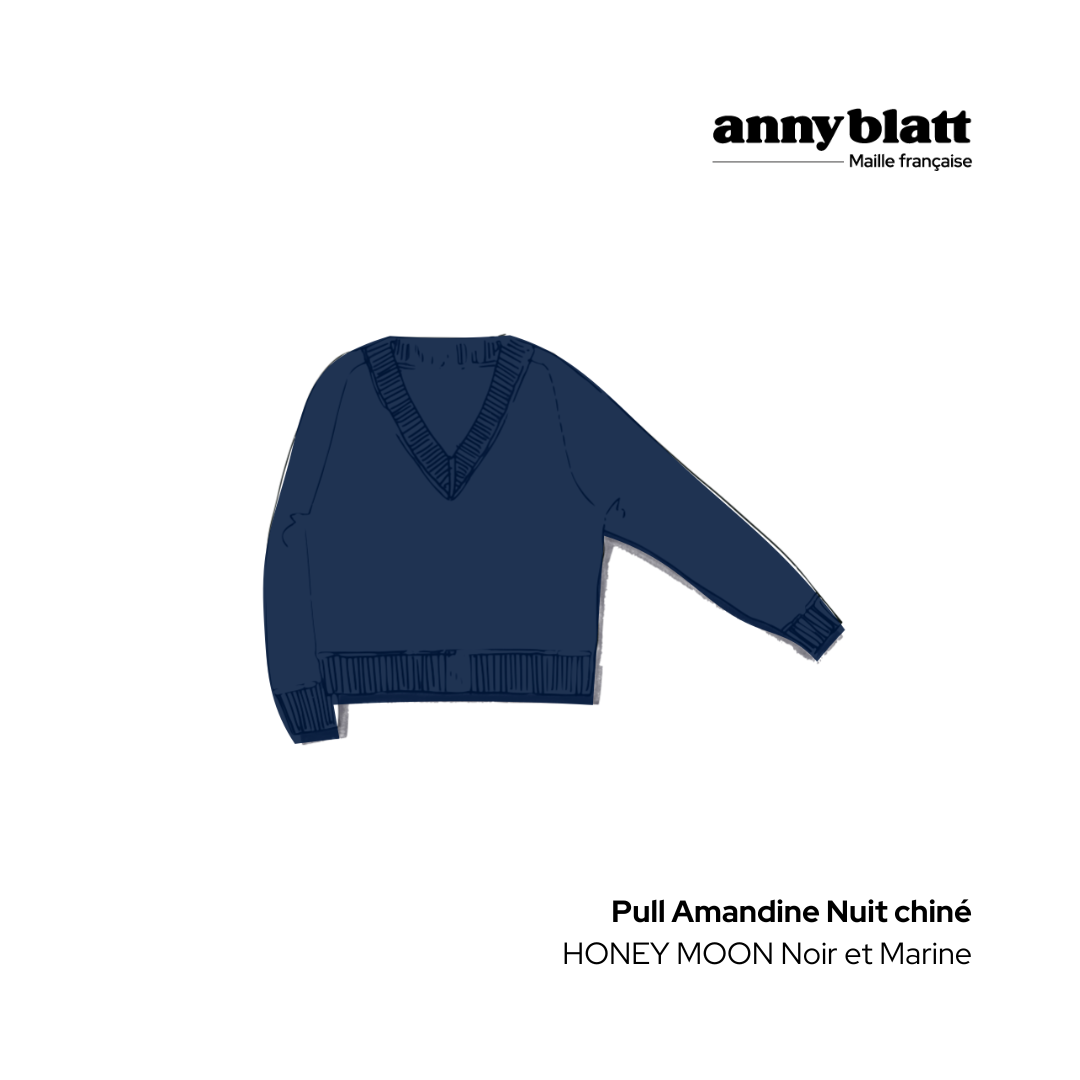 Anny Blatt Amandine kit maglia pull scollo V antracite