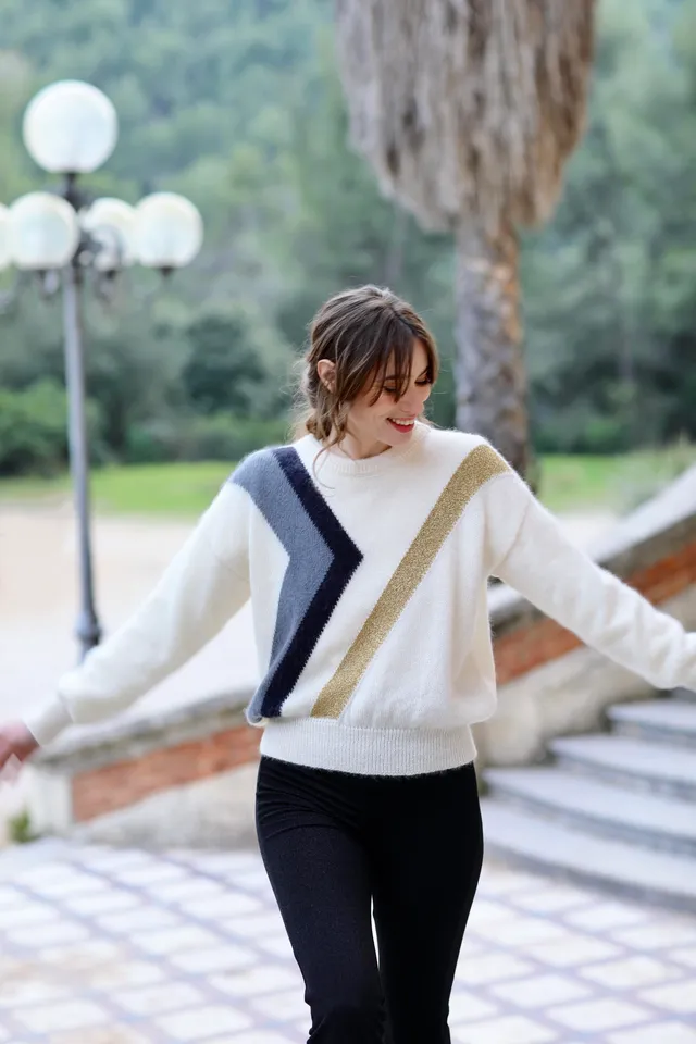 Annyblatt Ines maglione mohair Naturale e Mouette