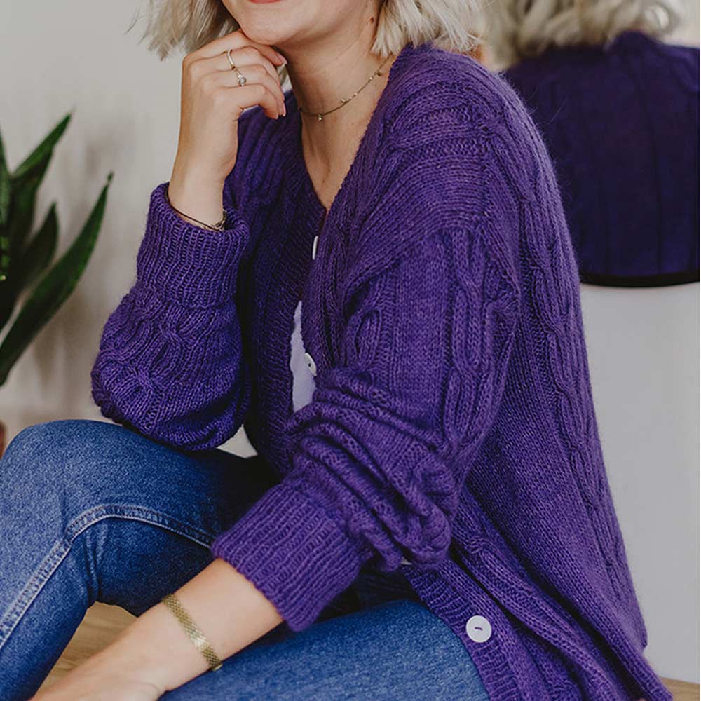 Pascuali Yolda Cardigan schema maglia PDF trecce oversize