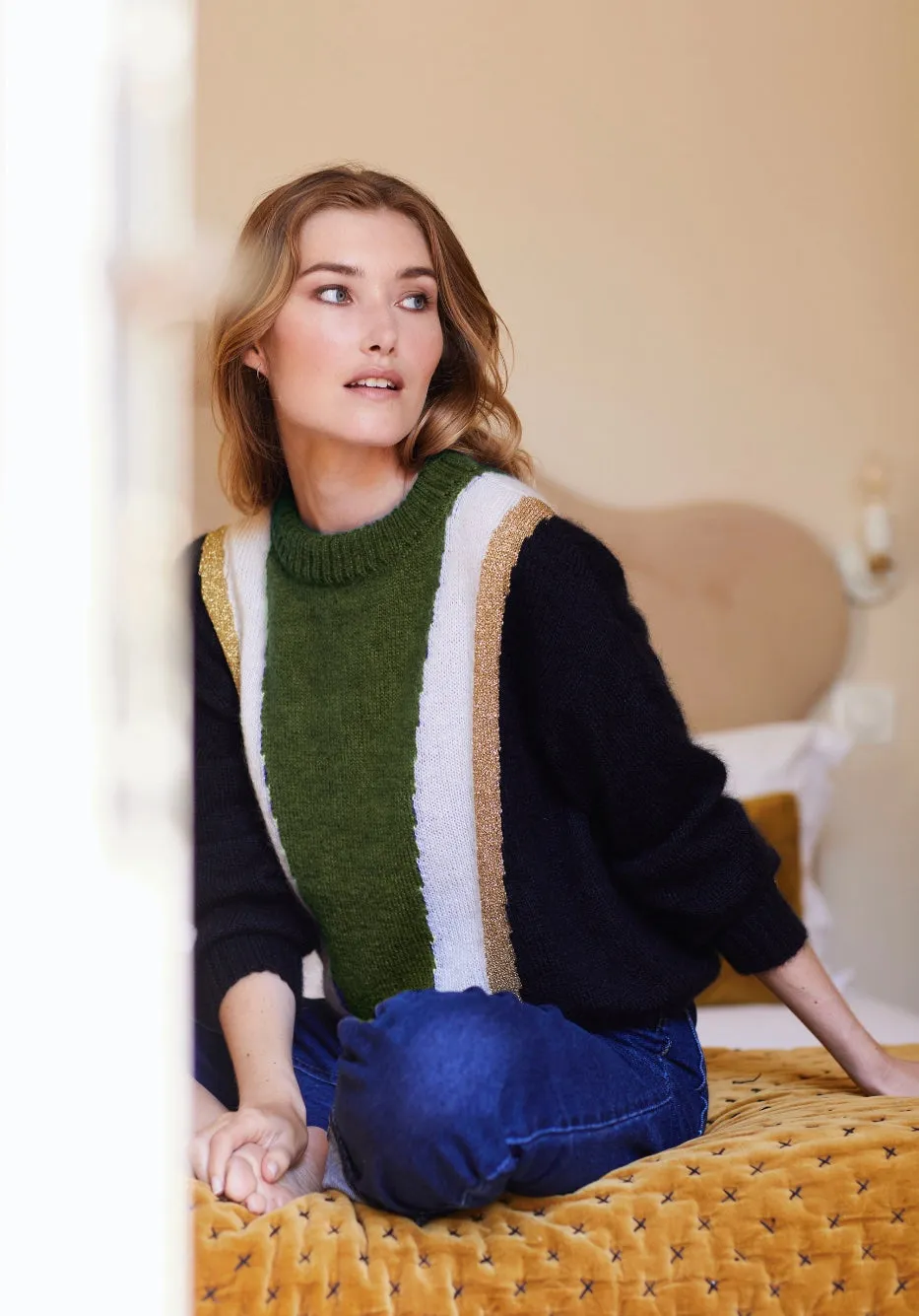 Annyblatt Serena maglione mohair seta nero kaki