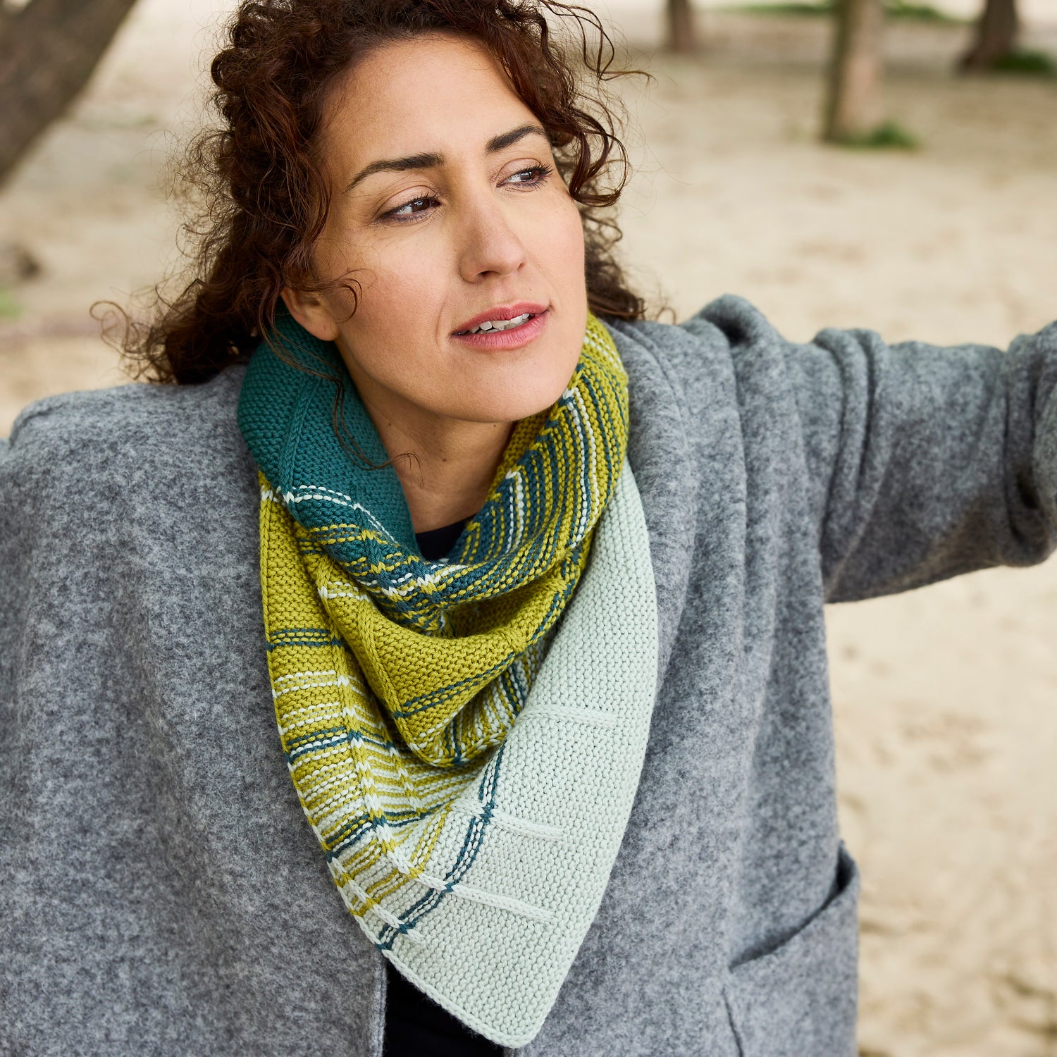Rosy Green Wool Canto Schema Maglia Scaldacollo Sfumato
