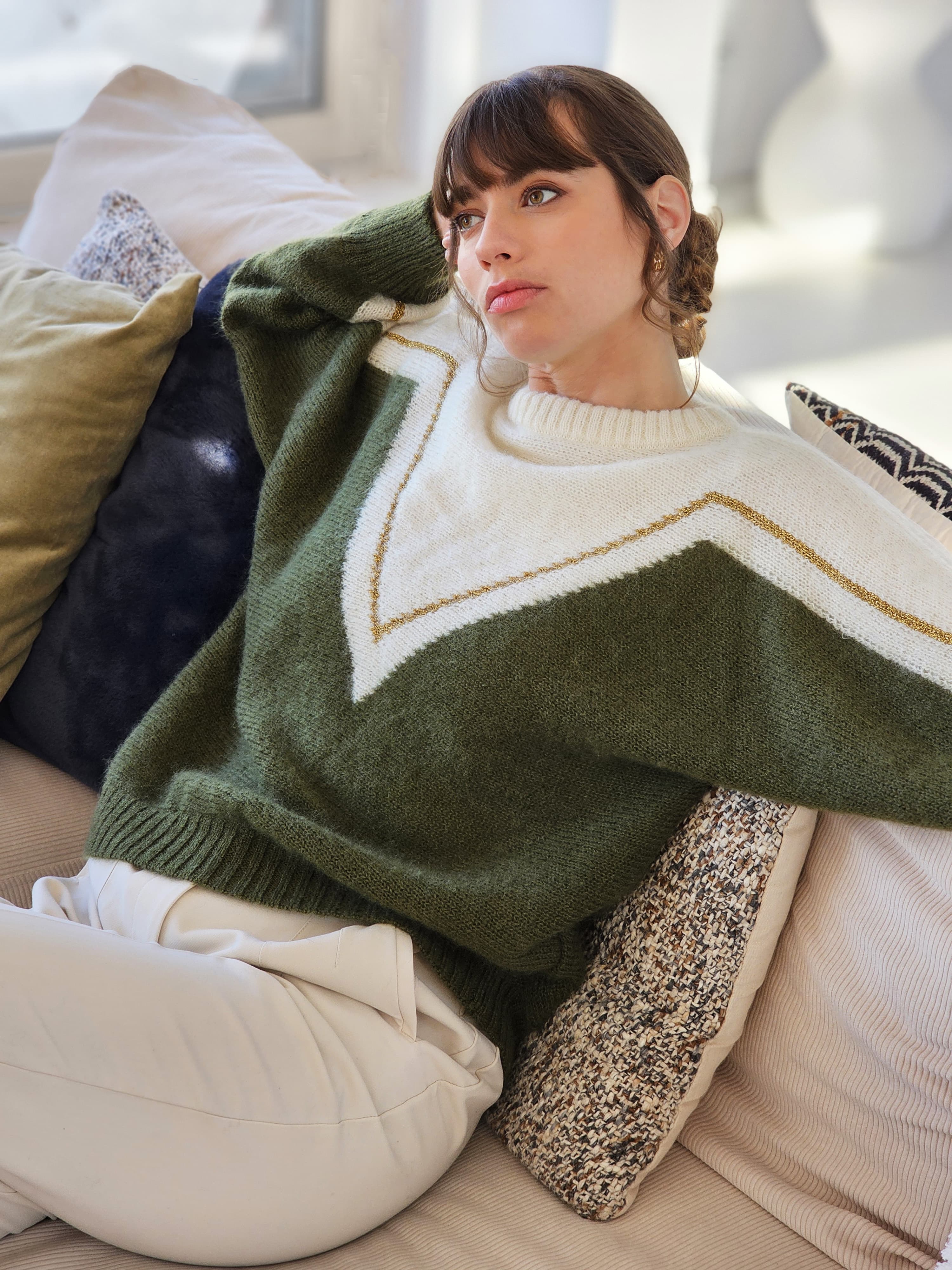 Annyblatt Cyclone kit maglia pullover mohair kaki dorato