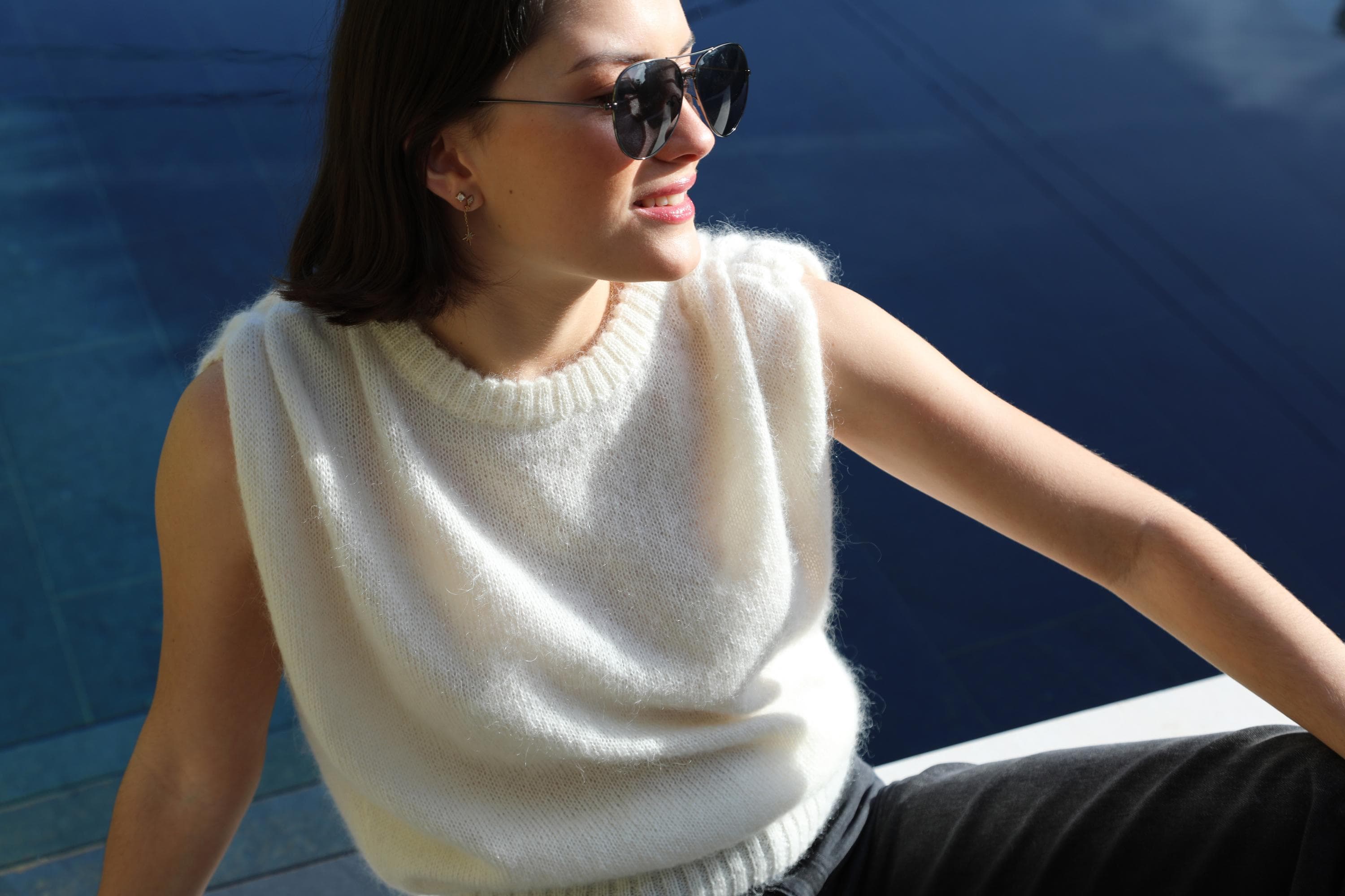 Anny Blatt Pearl top maglia mohair senza maniche