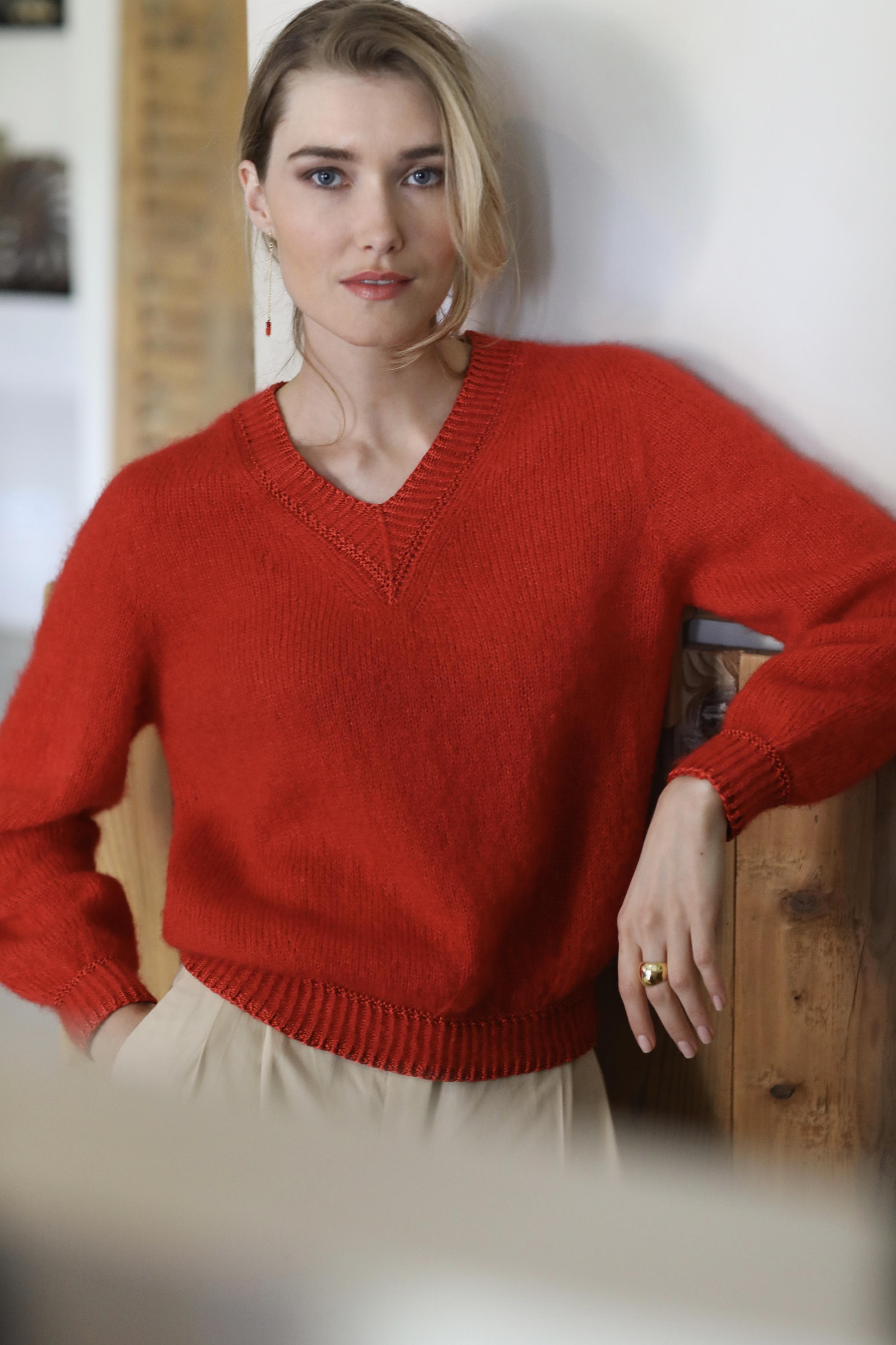 Annyblatt Albane pull donna scollo V mohair