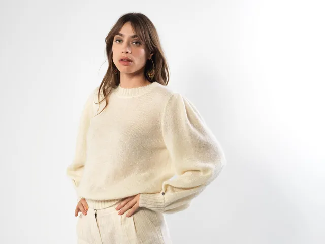 Anny Blatt Alix Naturel maglione mohair e seta